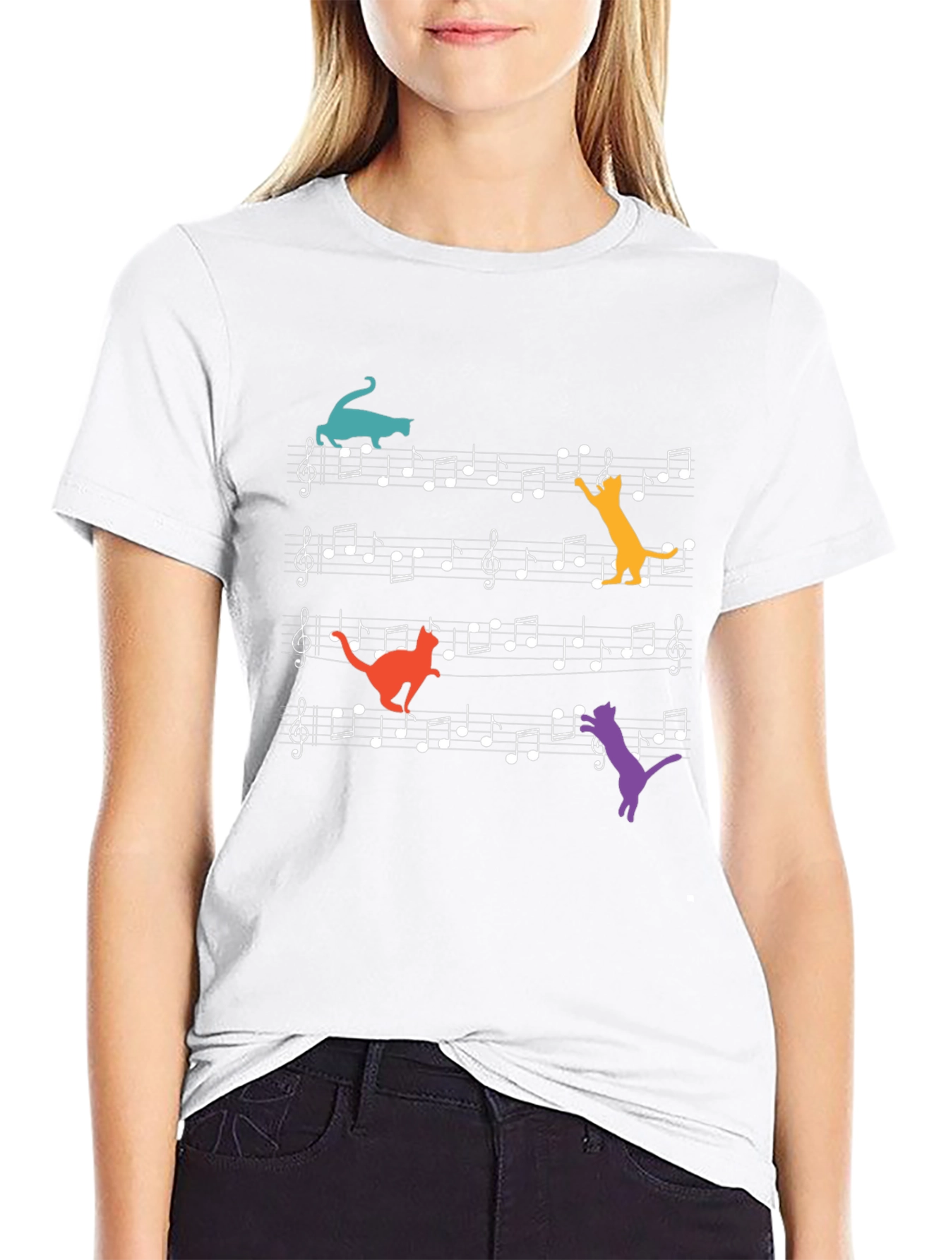 Cats Playing Musical Notes T-Shirt