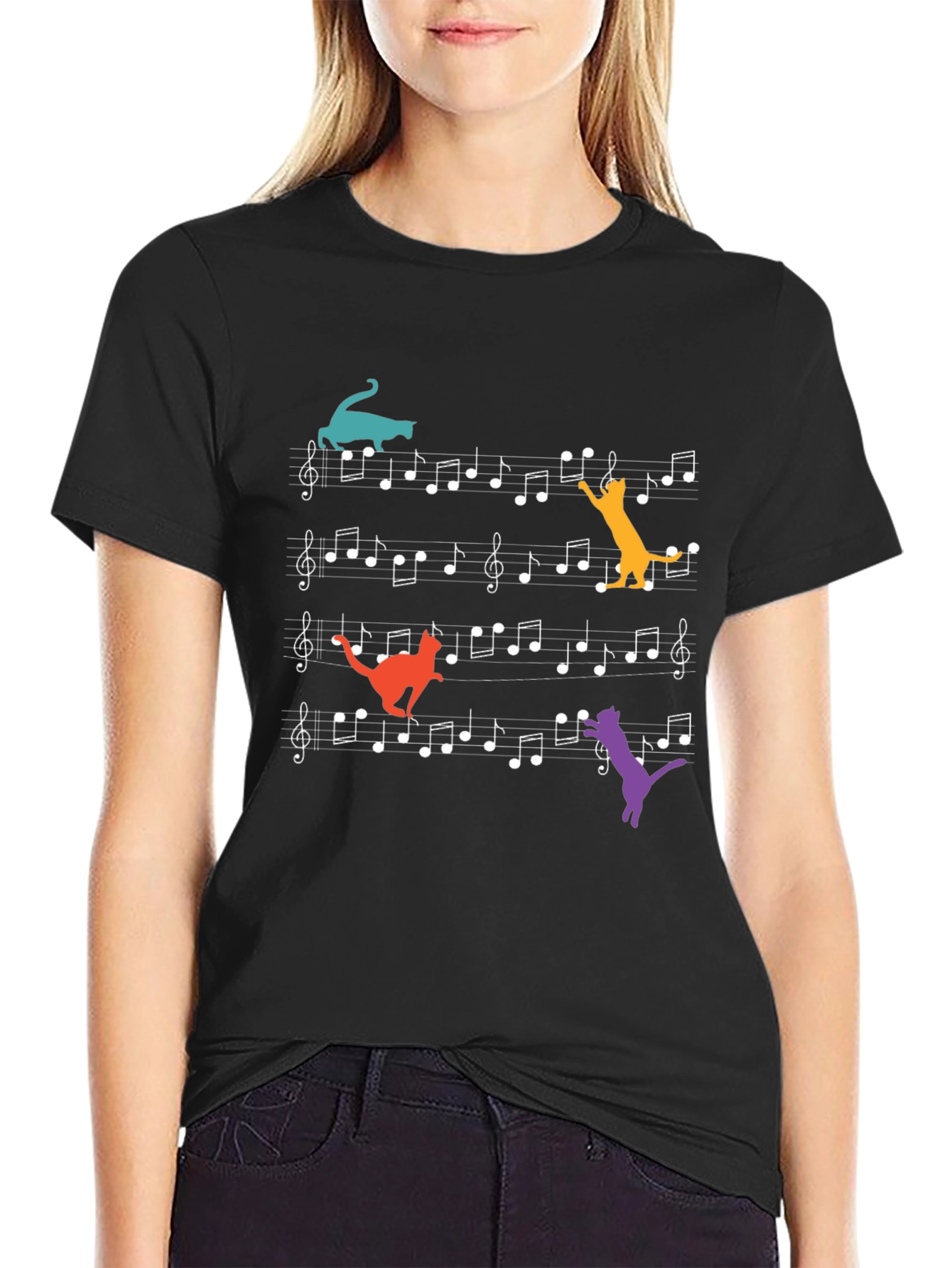 Cats Playing Musical Notes T-Shirt