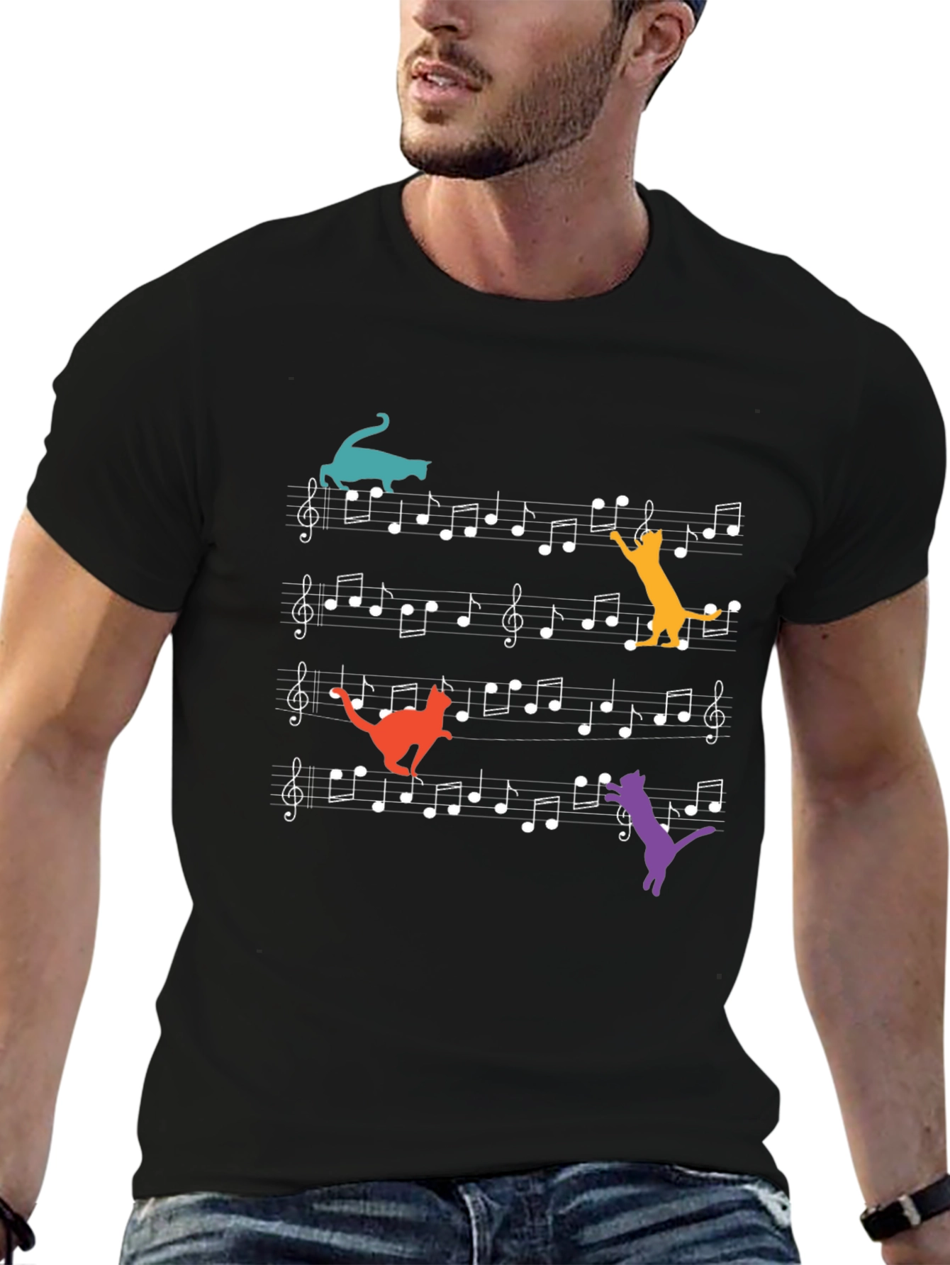 Cats Playing Musical Notes T-Shirt