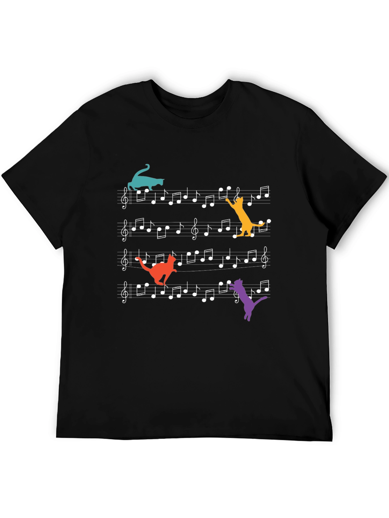 Cats Playing Musical Notes T-Shirt