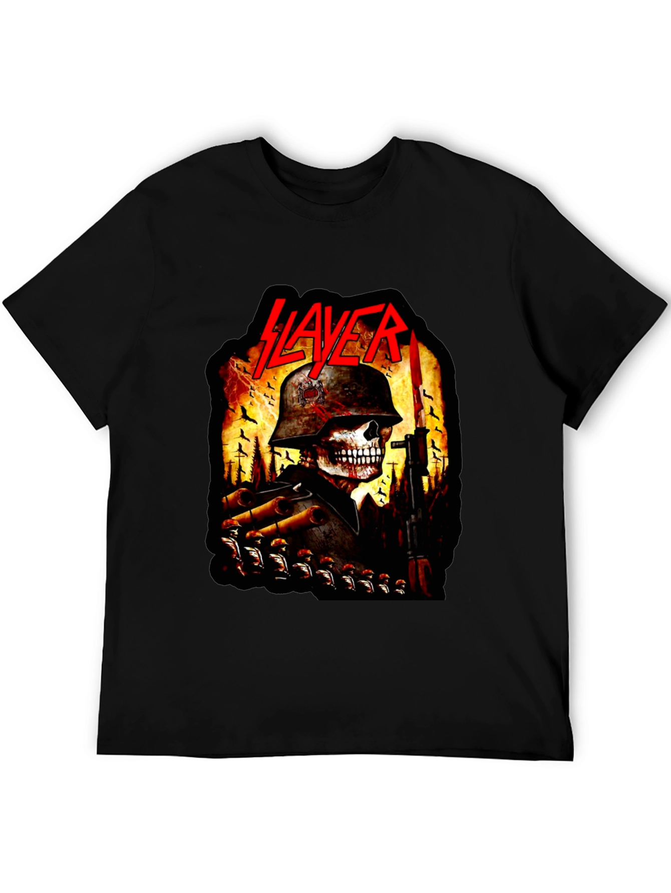 Slayer Band Skull Soldier Graphic Black T-Shirt