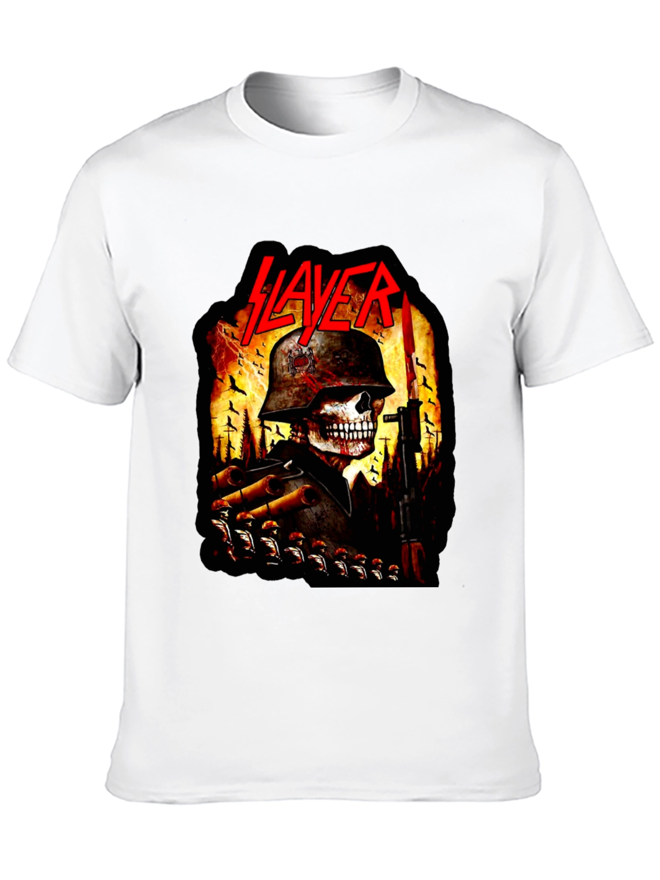 Slayer Band Skull Soldier Graphic Black T-Shirt
