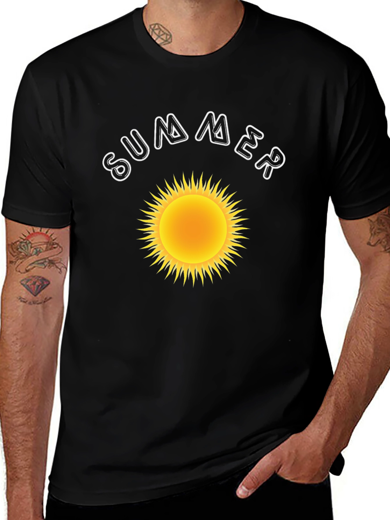 Summer Sun Graphic Black T-Shirt