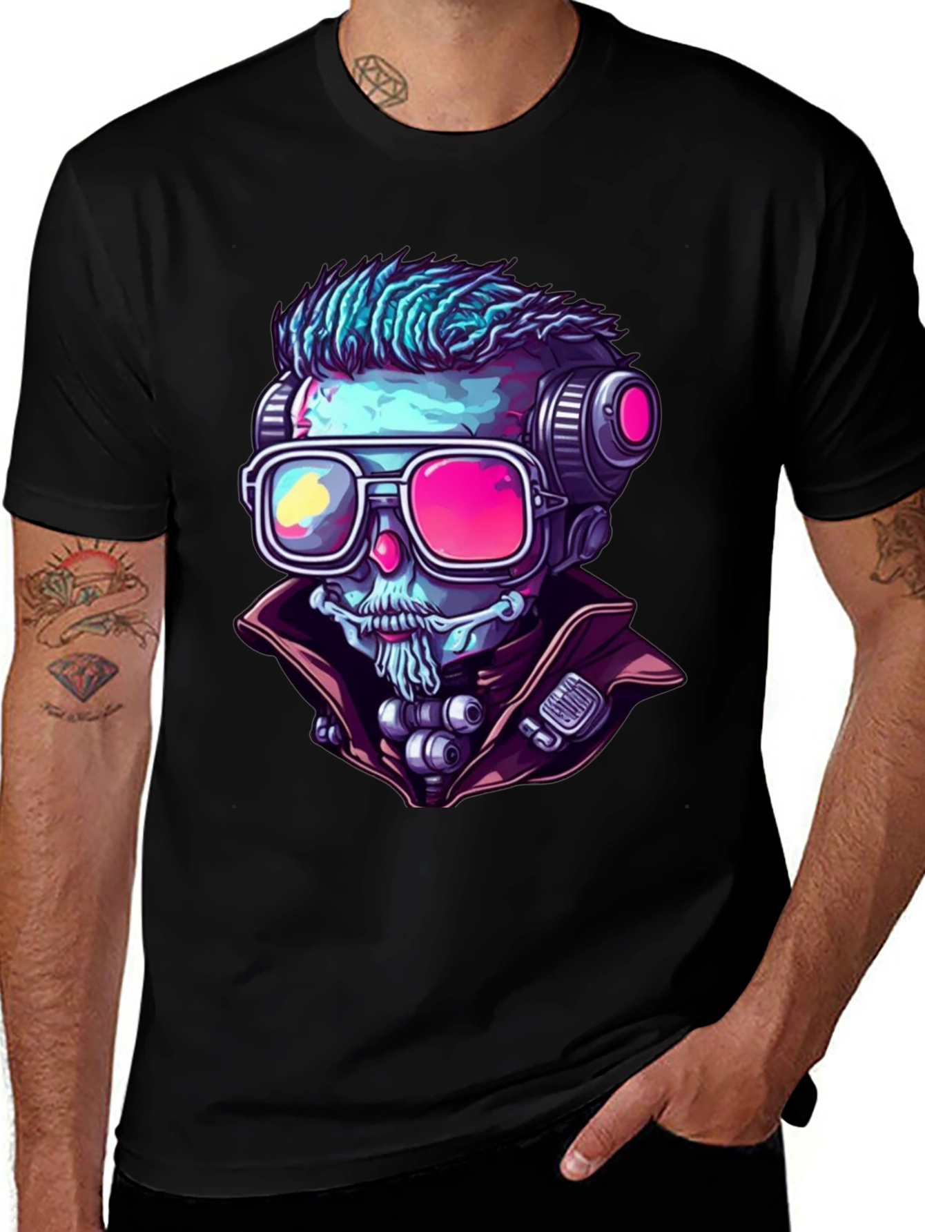 Cyberpunk Skeleton Graphic Tee - Unique Design