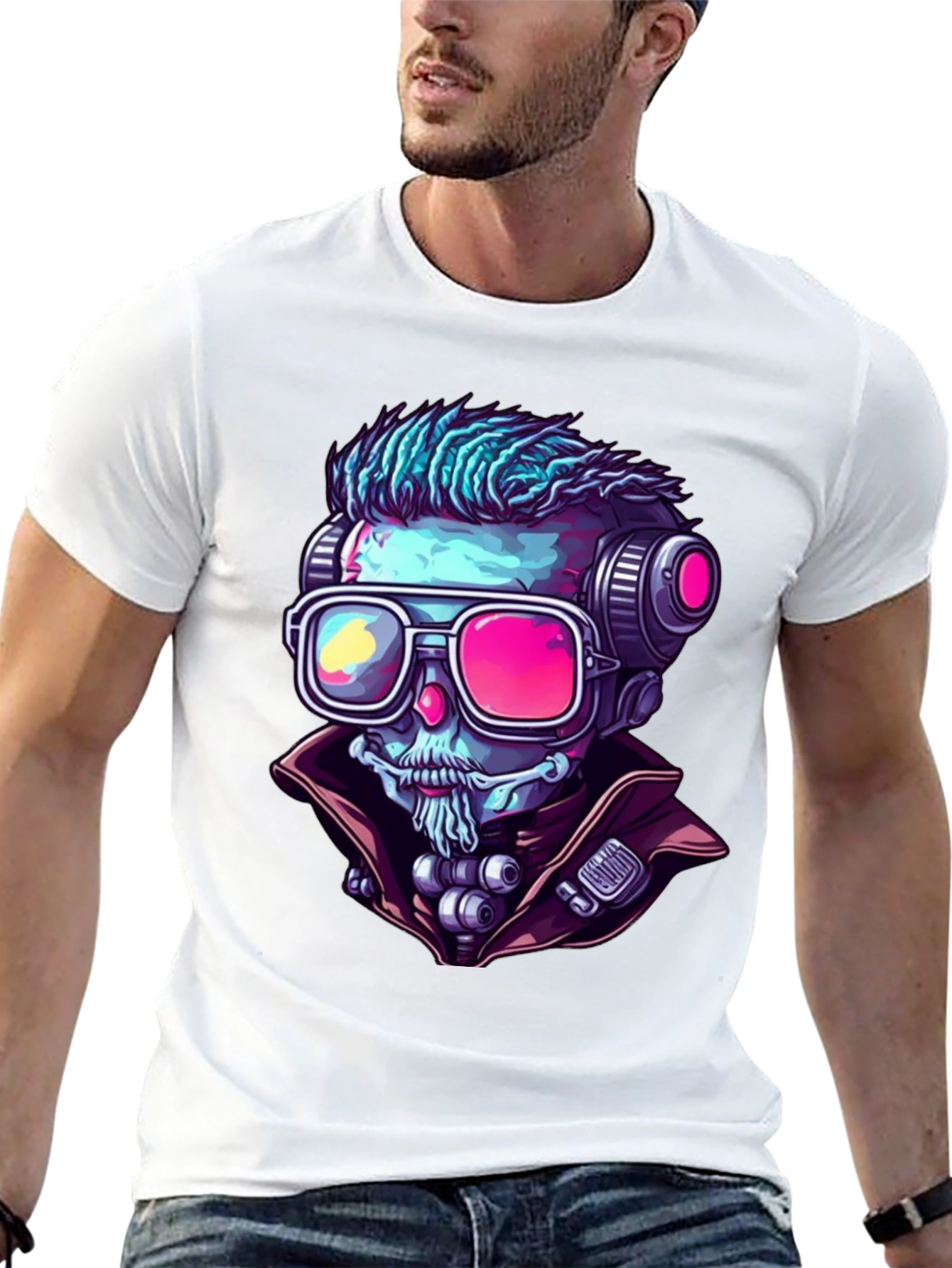 Cyberpunk Skeleton Graphic Tee - Unique Design