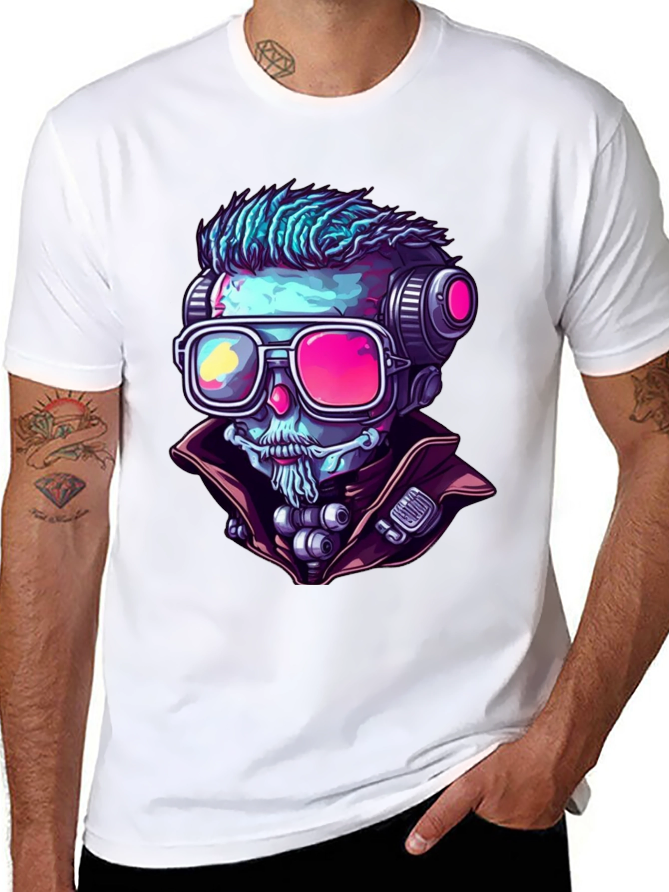 Cyberpunk Skeleton Graphic Tee - Unique Design