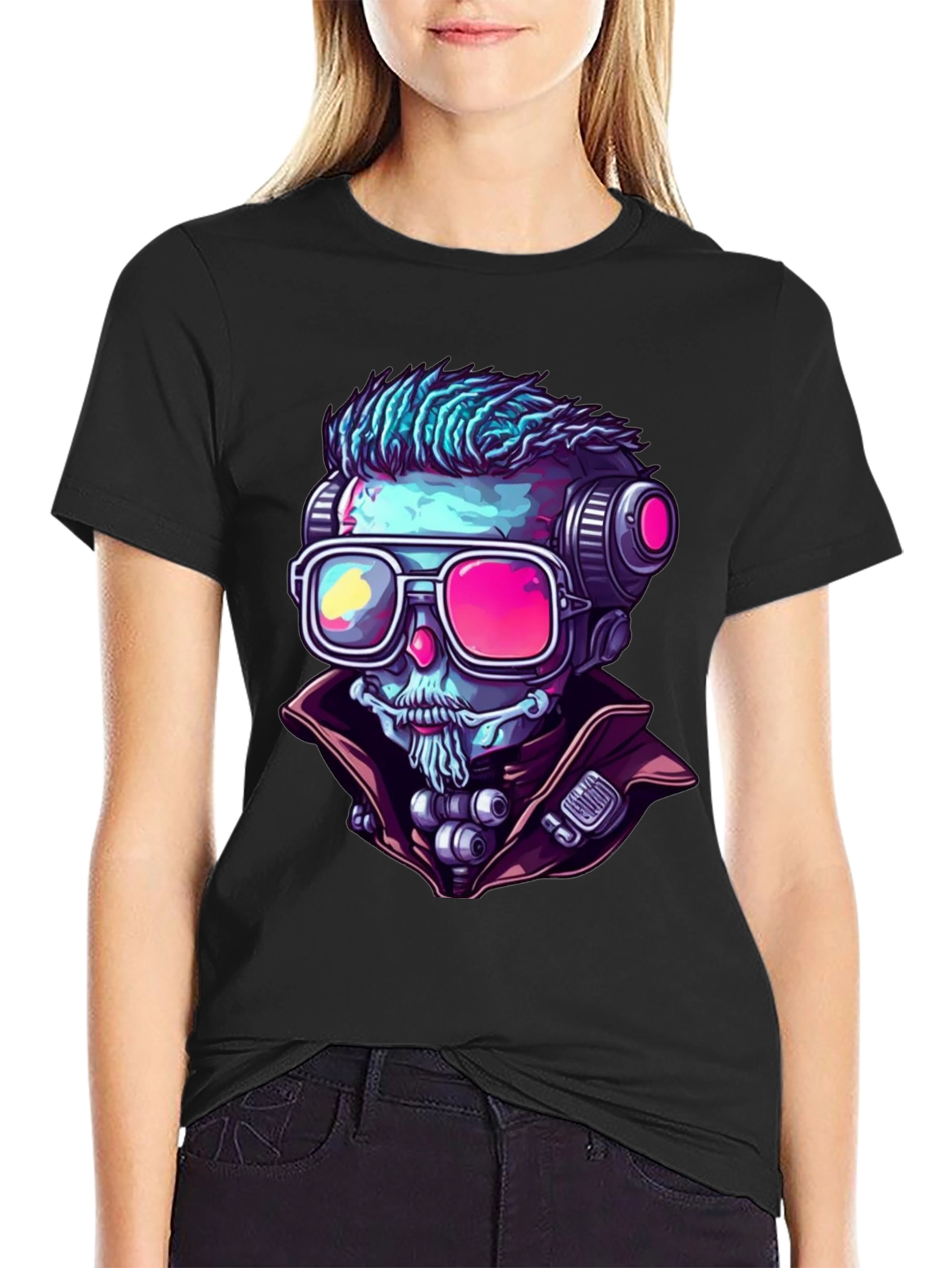 Cyberpunk Skeleton Graphic Tee - Unique Design