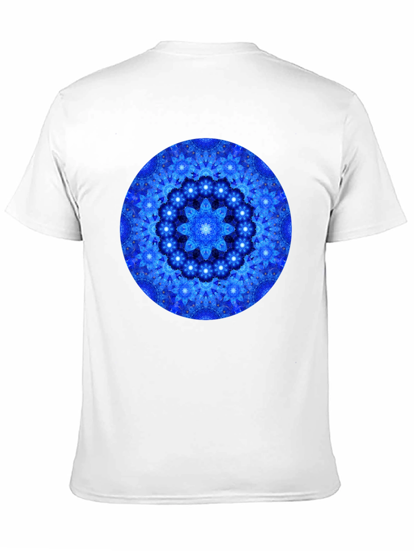 Blue Mandala Graphic Print Black T-Shirt