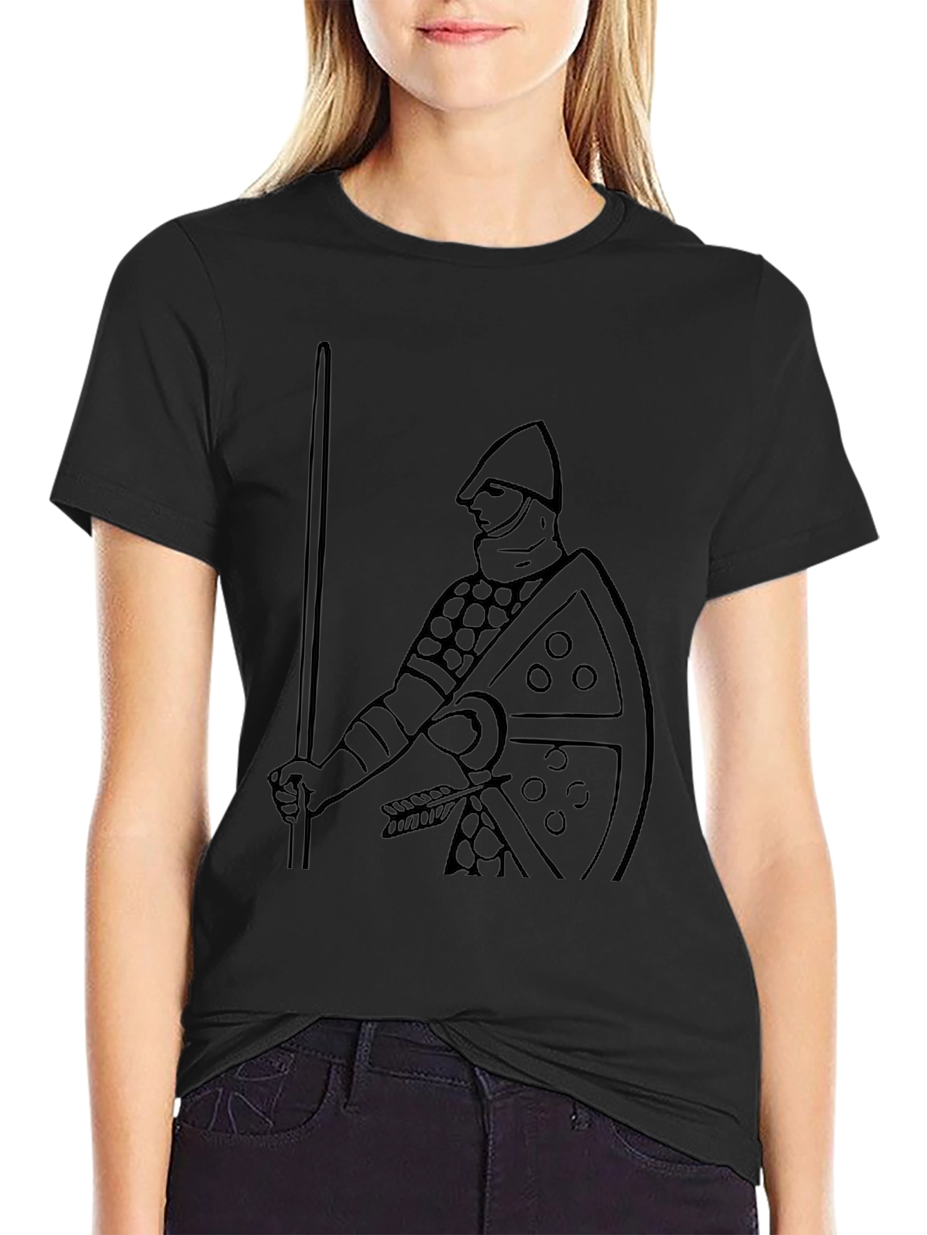 Knight Graphic T-Shirt - Black Cotton Tee
