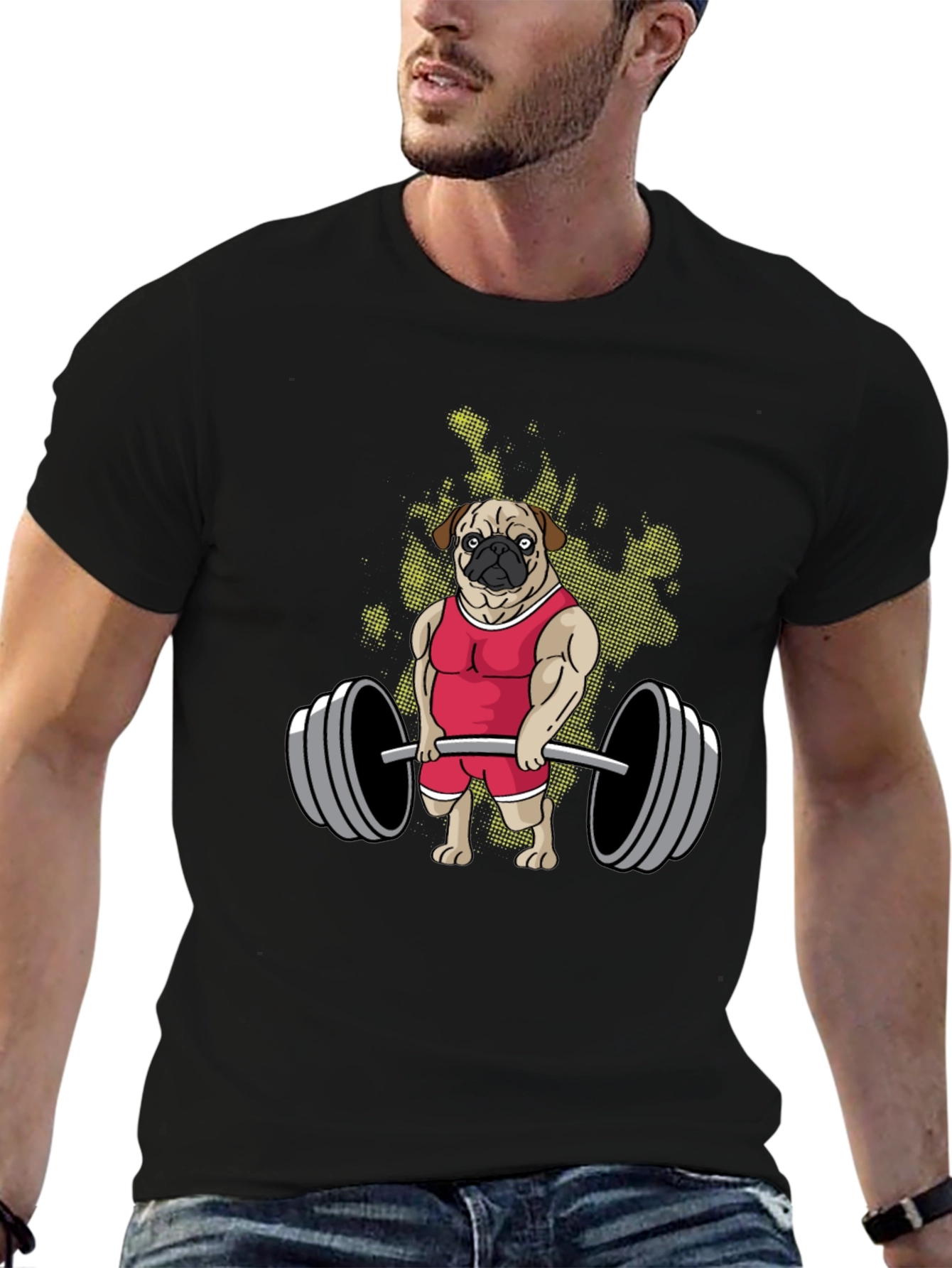 Weightlifting Pug Graphic T-Shirt