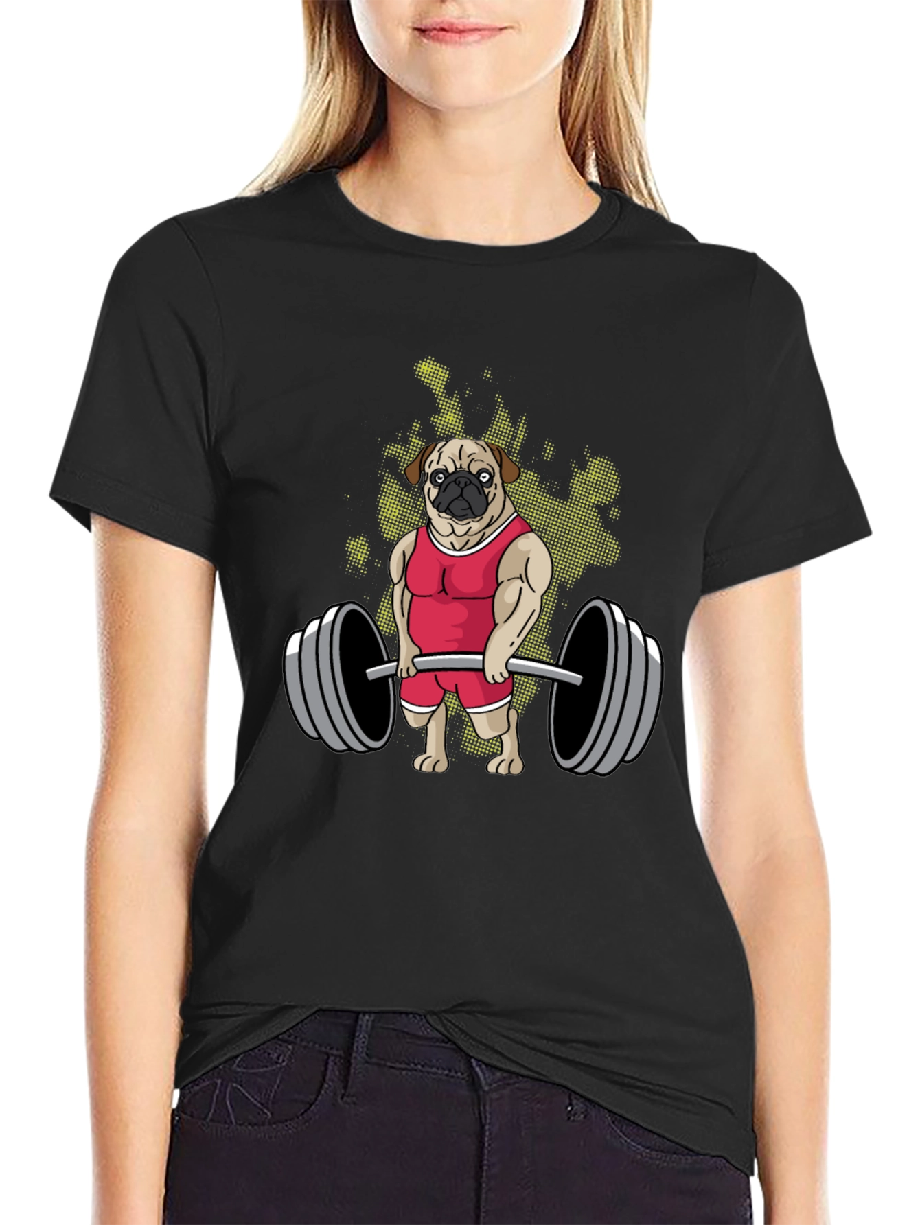 Weightlifting Pug Graphic T-Shirt