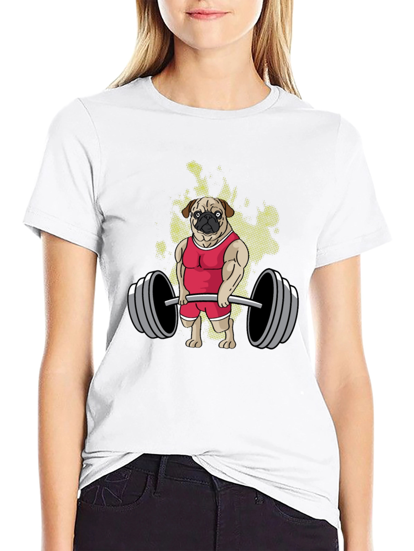 Weightlifting Pug Graphic T-Shirt