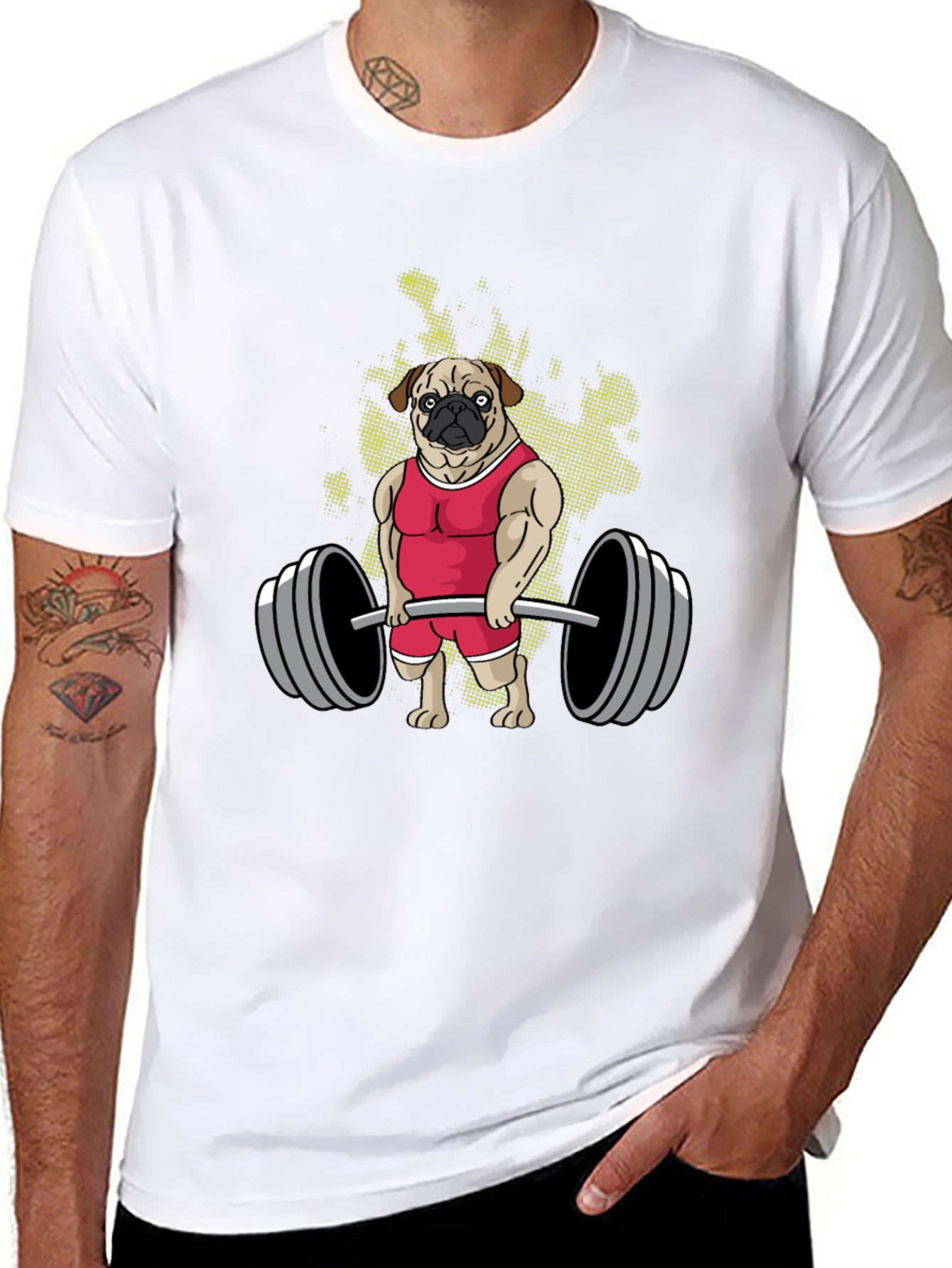 Weightlifting Pug Graphic T-Shirt