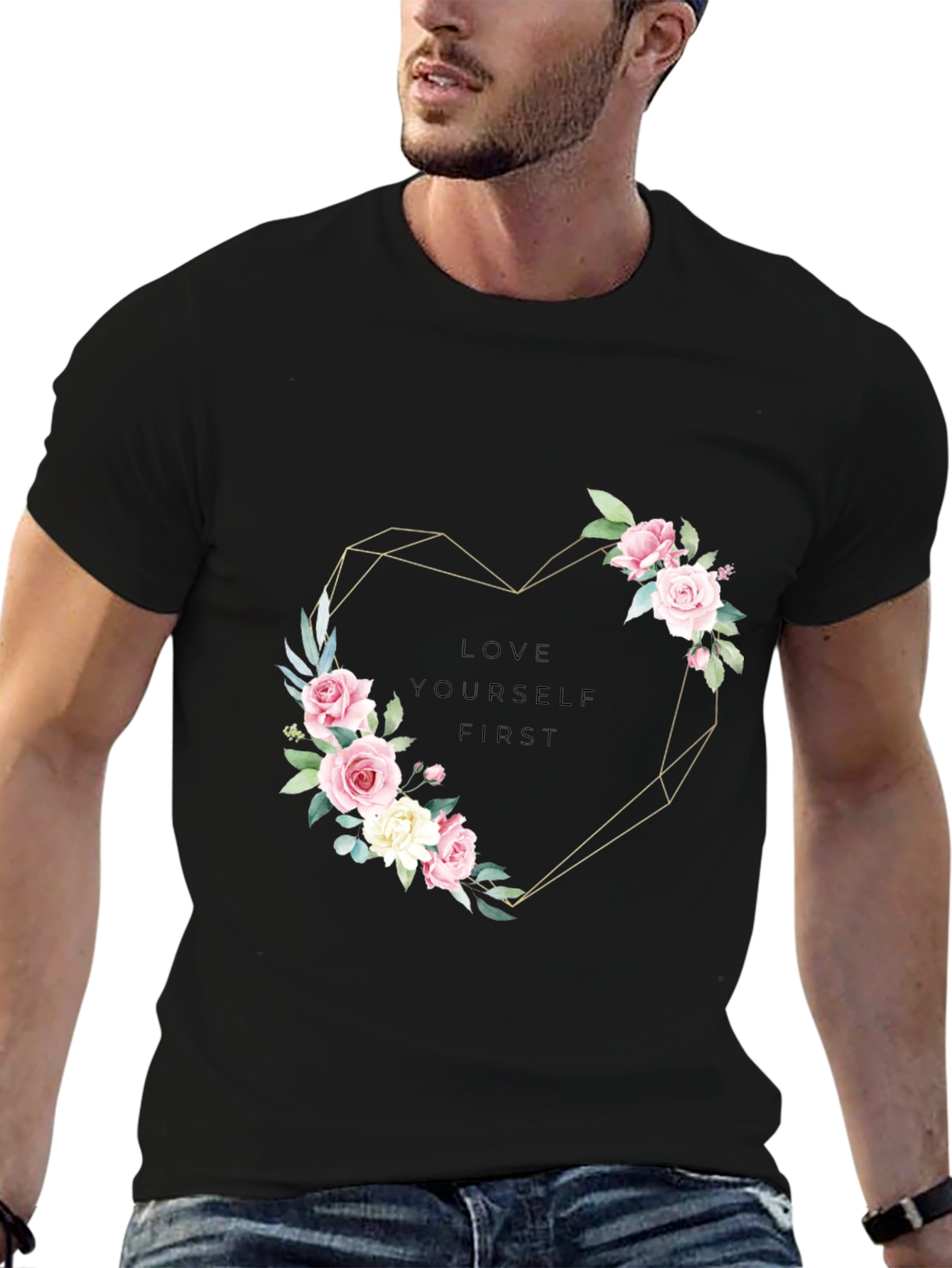 Floral Heart Tee - Love Yourself First T-Shirt
