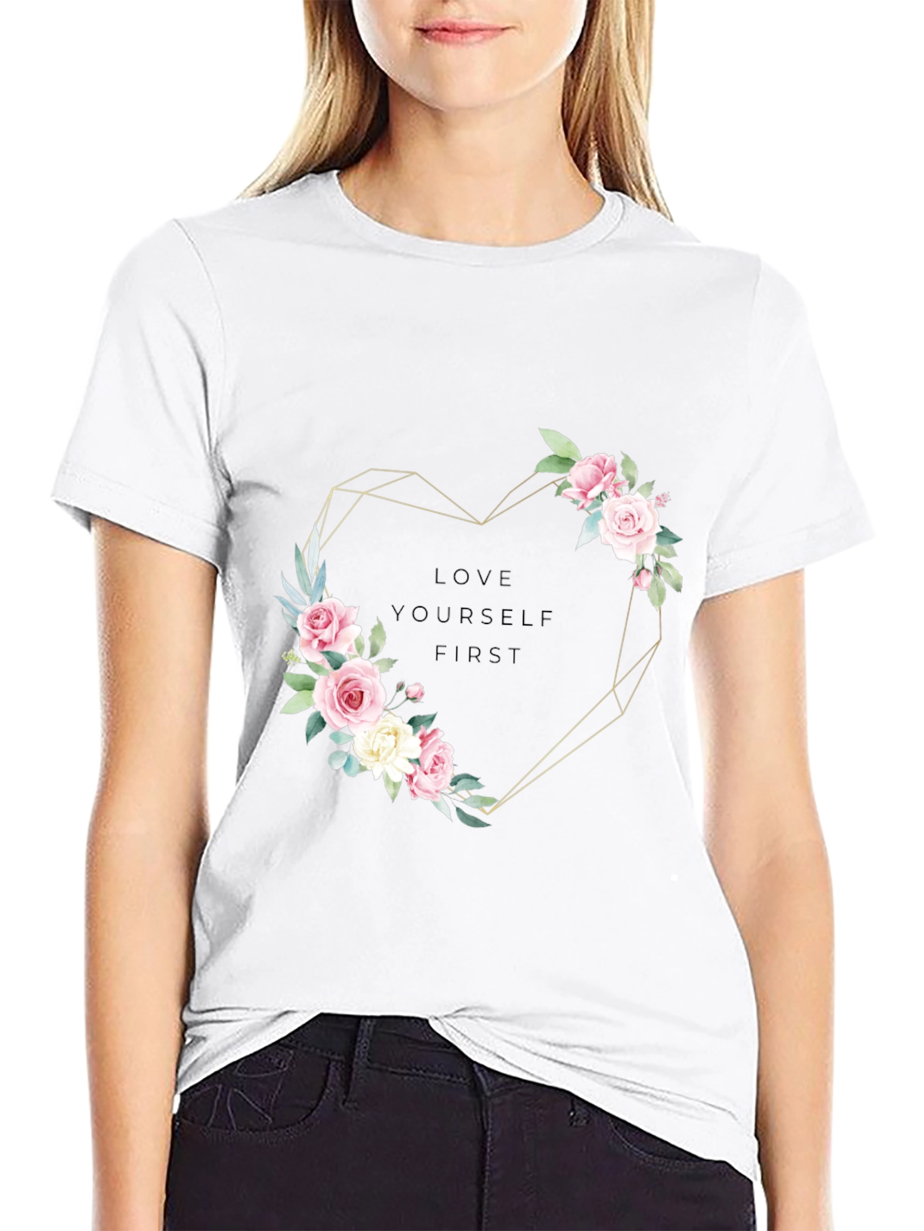 Floral Heart Tee - Love Yourself First T-Shirt