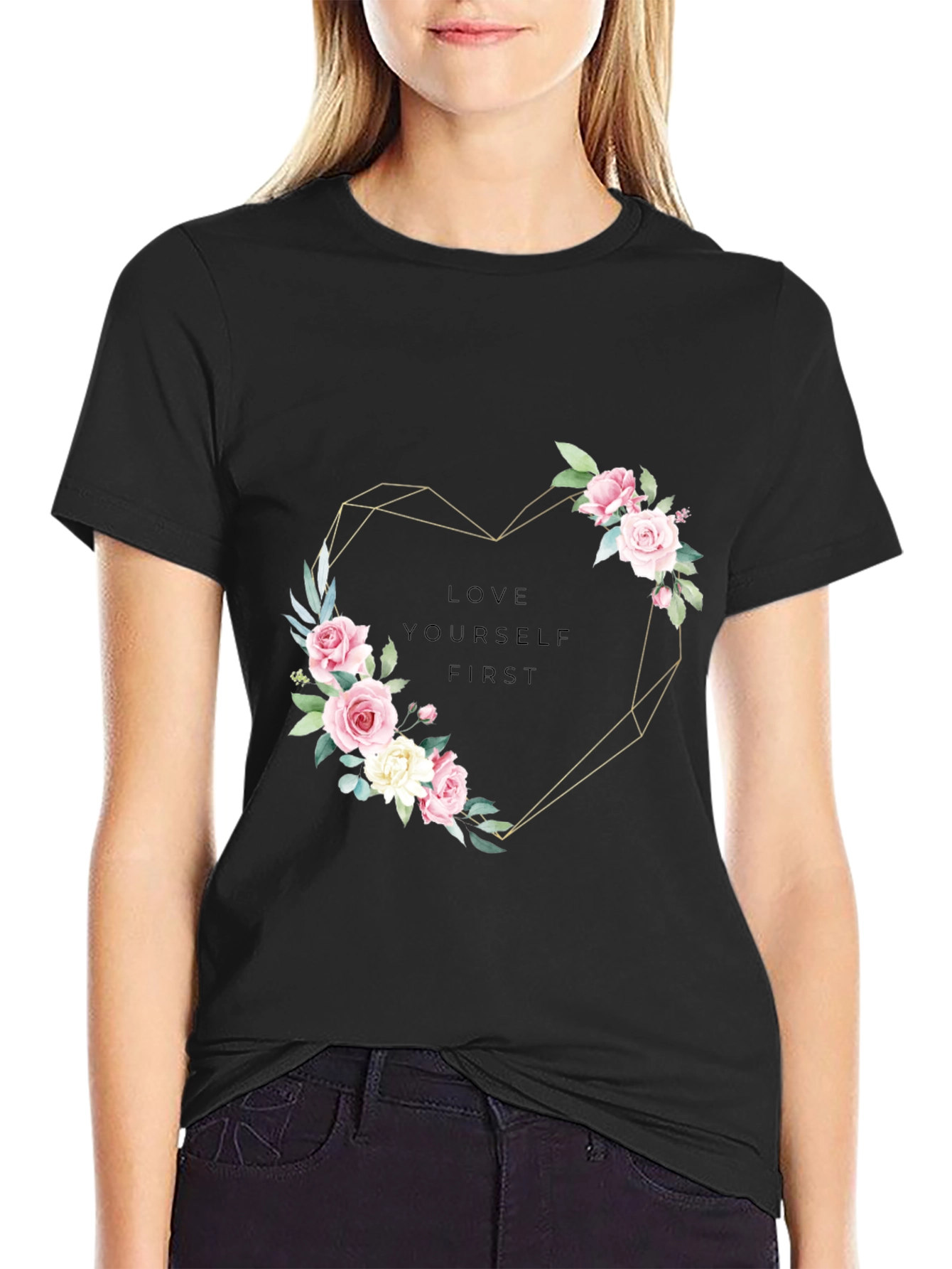 Floral Heart Tee - Love Yourself First T-Shirt