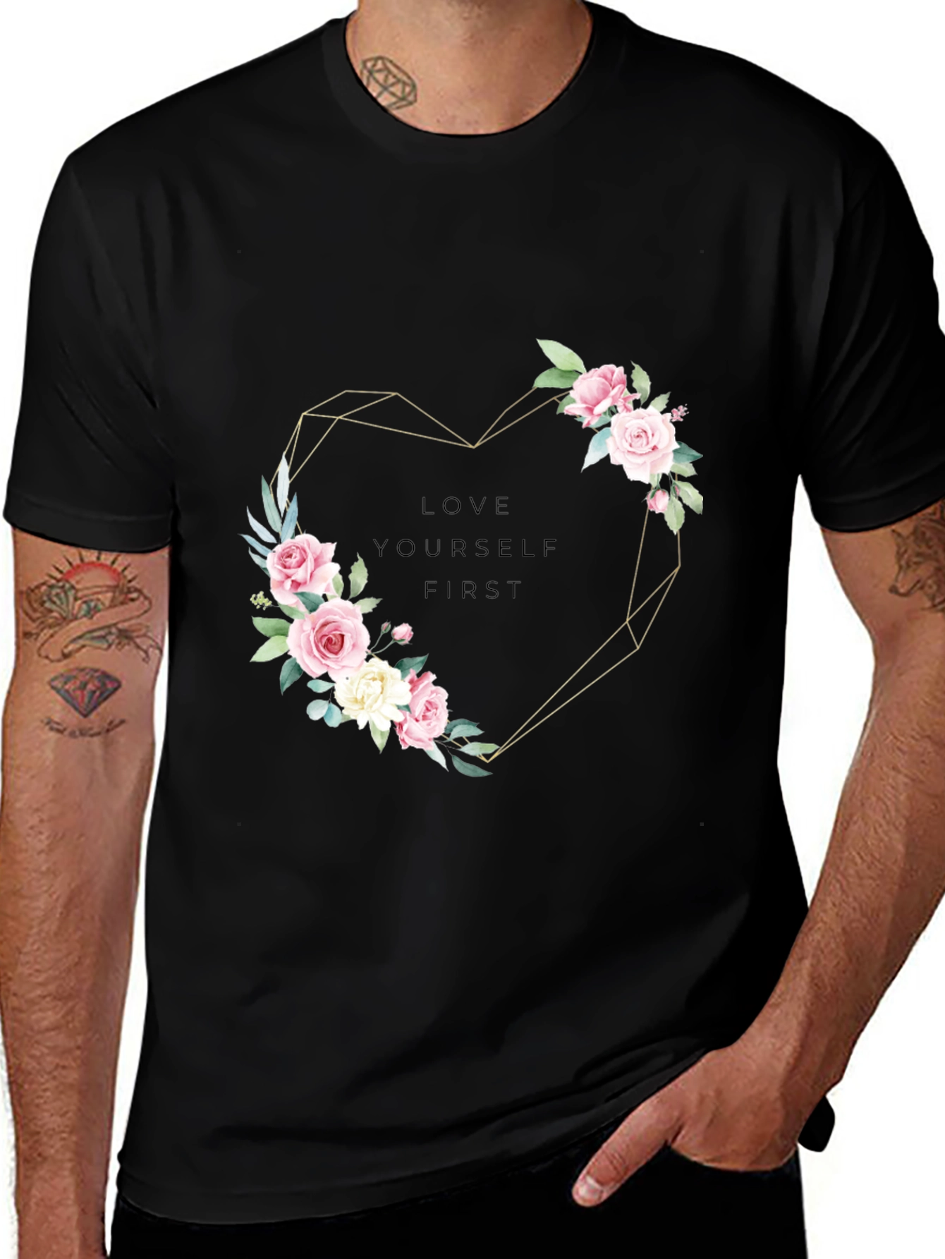 Floral Heart Tee - Love Yourself First T-Shirt