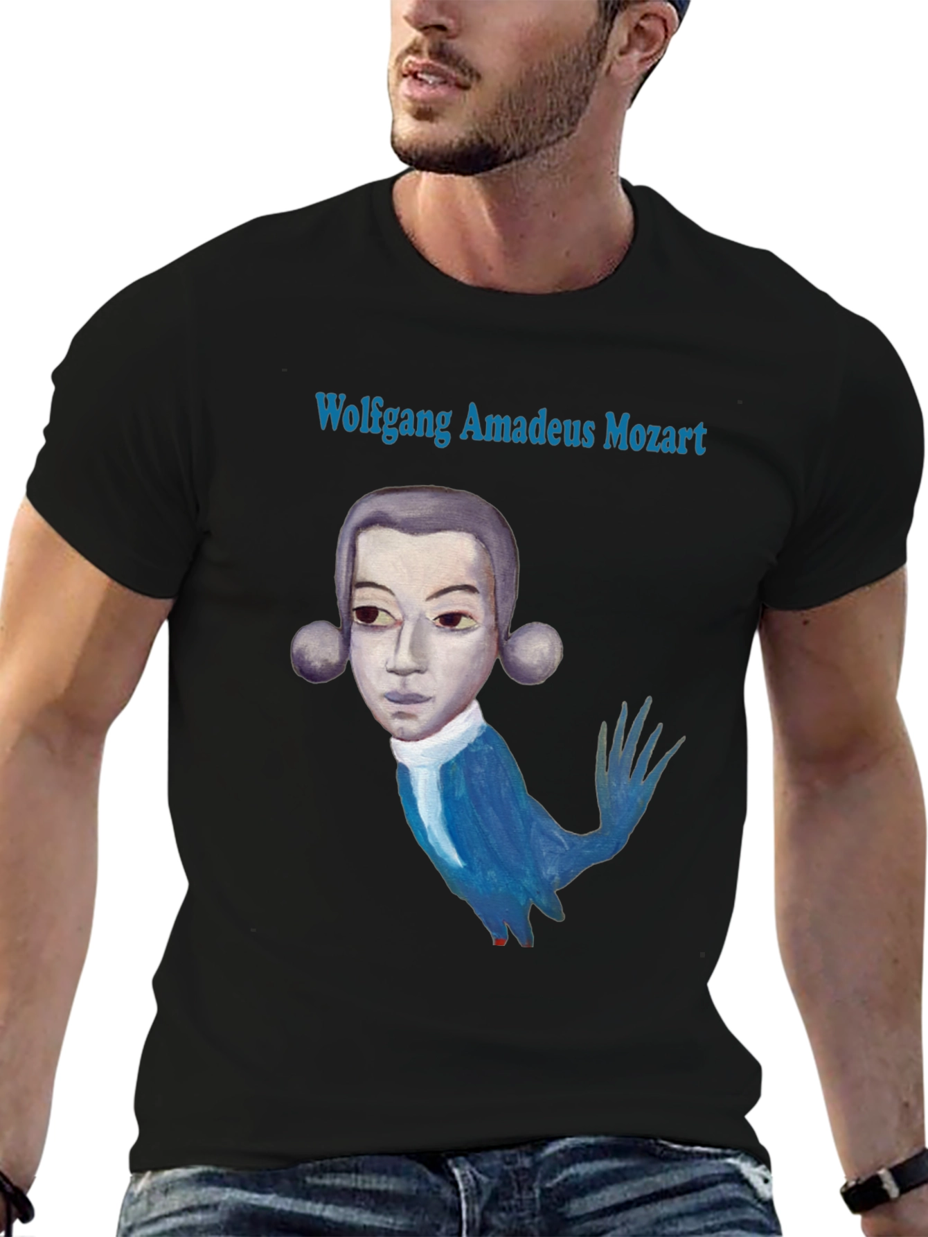 Wolfgang Amadeus Mozart Graphic T-Shirt - Black