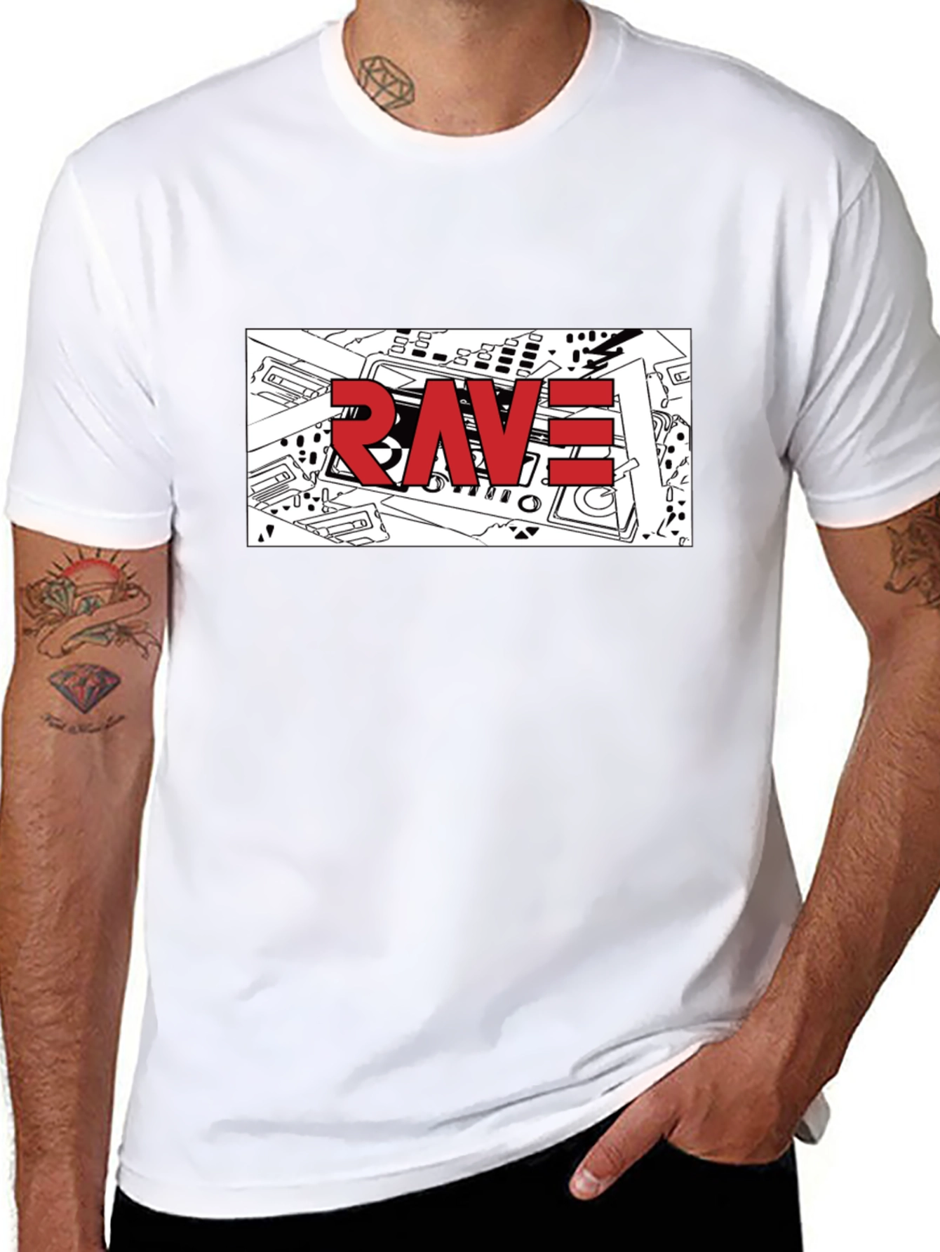 Rave Graphic T-Shirt - Black Crew Neck Tee