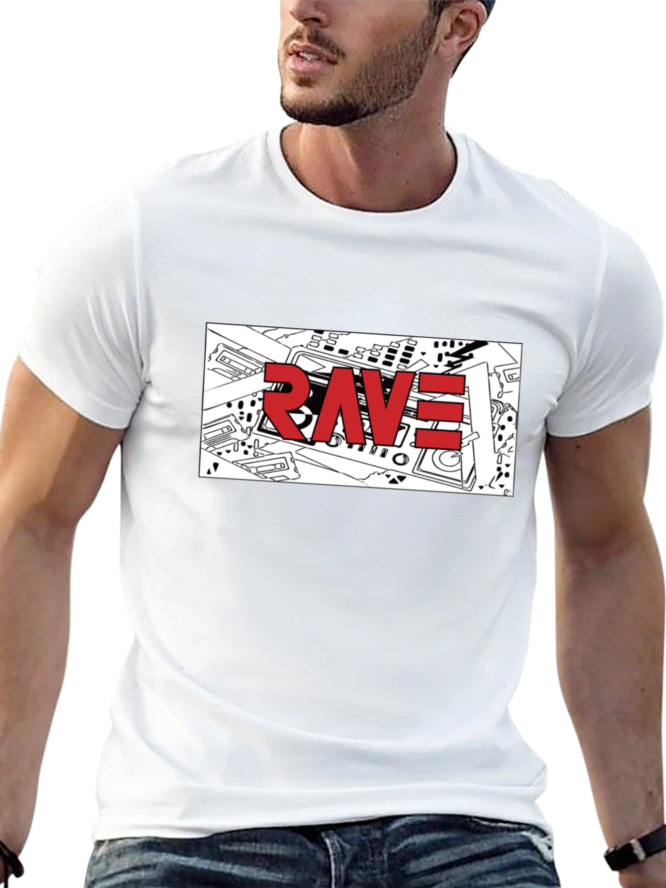 Rave Graphic T-Shirt - Black Crew Neck Tee