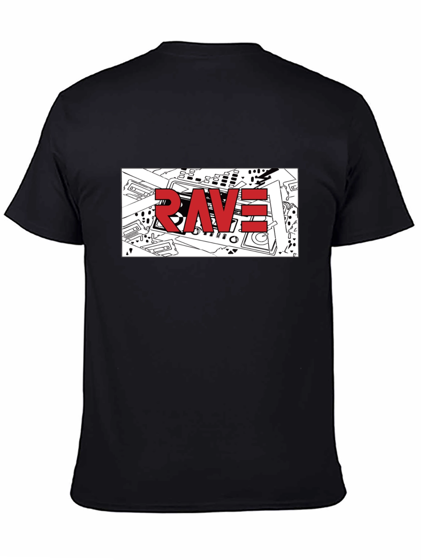 Rave Graphic T-Shirt - Black Crew Neck Tee