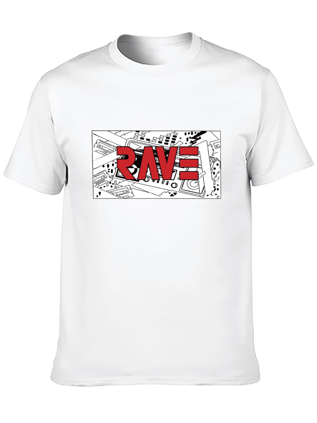 Rave Graphic T-Shirt - Black Crew Neck Tee