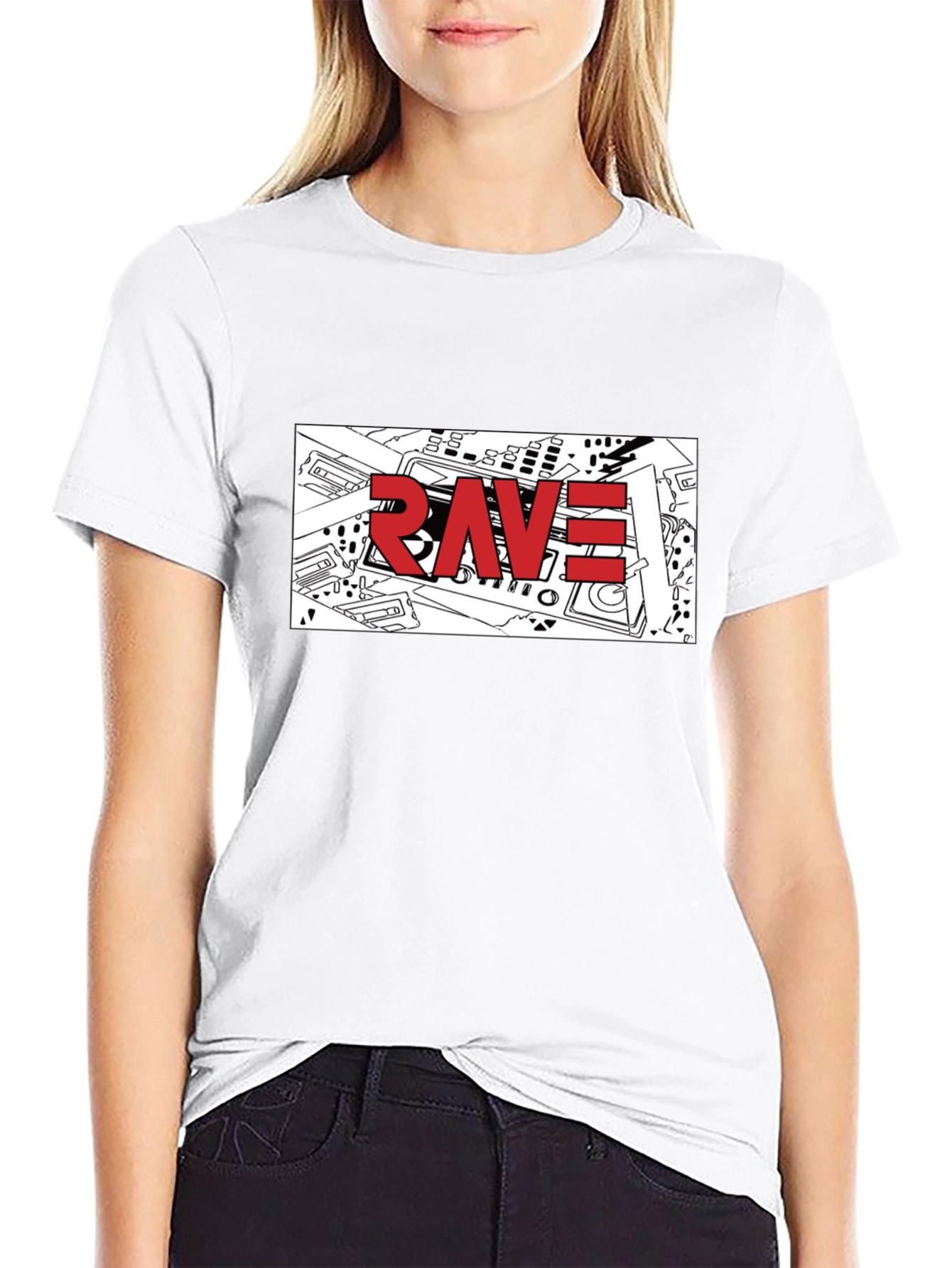 Rave Graphic T-Shirt - Black Crew Neck Tee