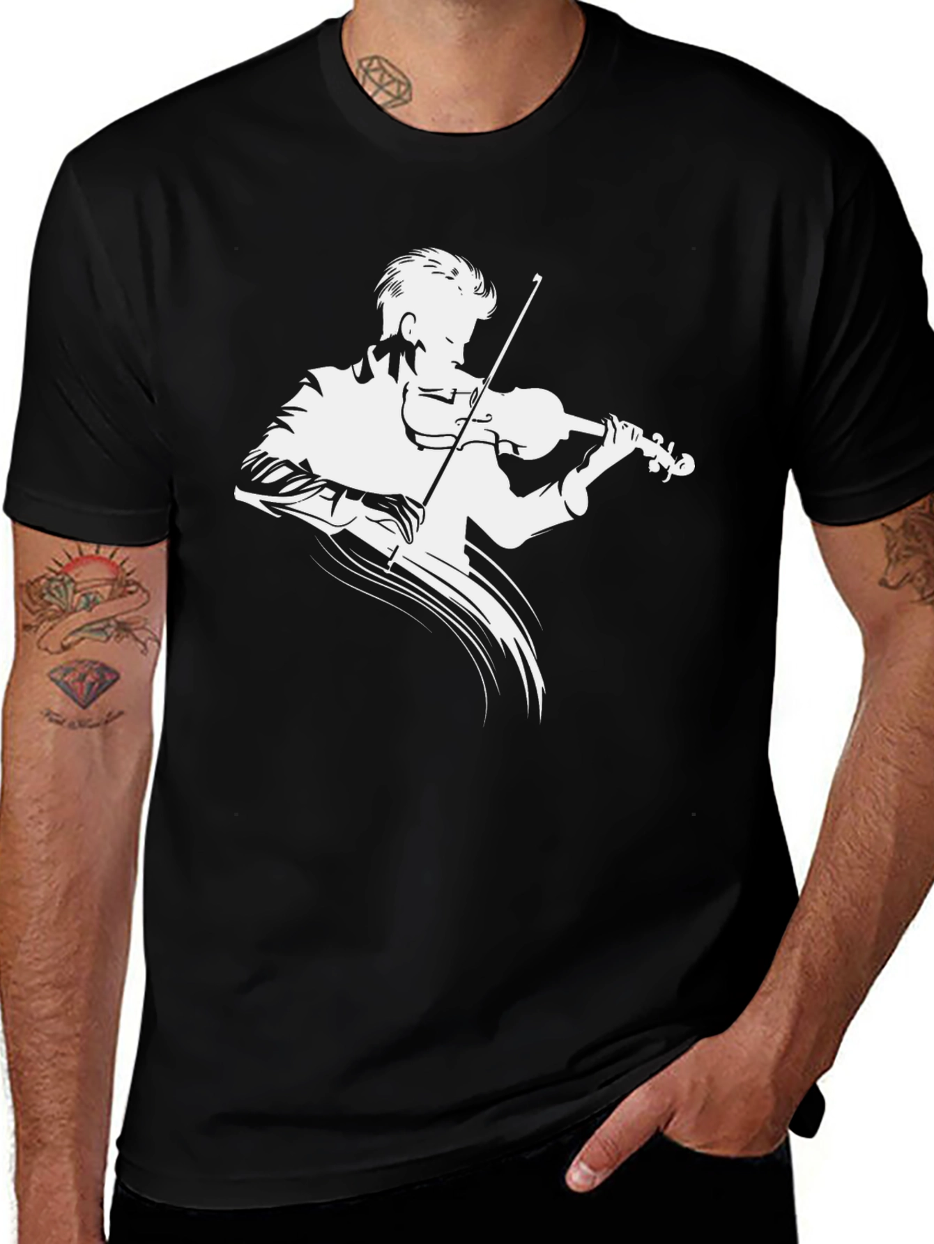 Violinist Graphic T-Shirt - Classic Black Tee