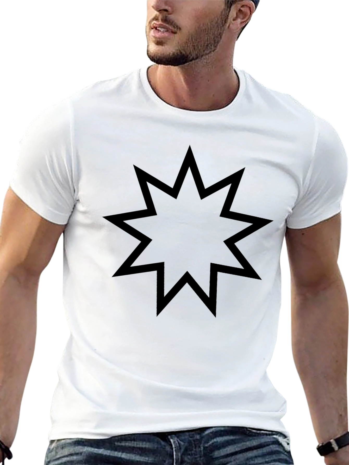 Black T-Shirt with Nine Pointed Star