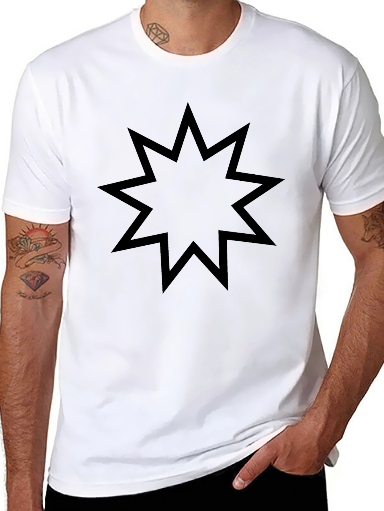 Black T-Shirt with Nine Pointed Star