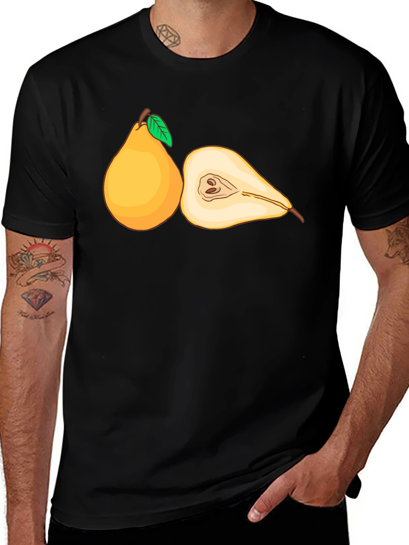 Pear Graphic Black T-Shirt