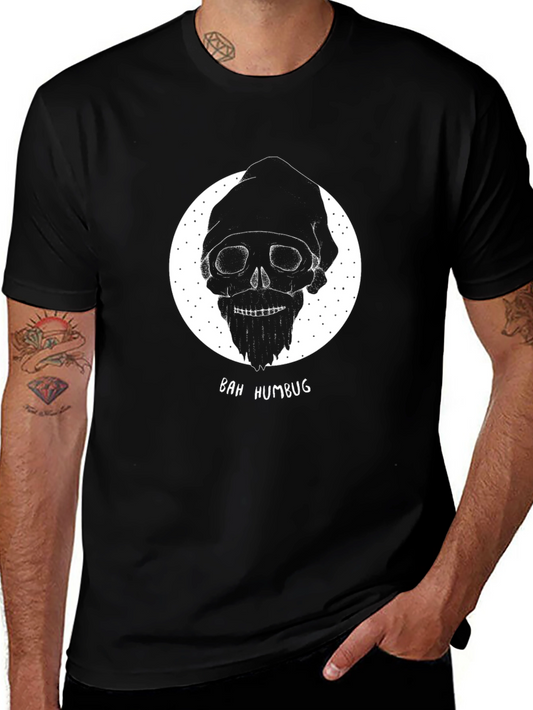 Bah Humbug Skull Graphic Tee - Mens Black T-Shirt