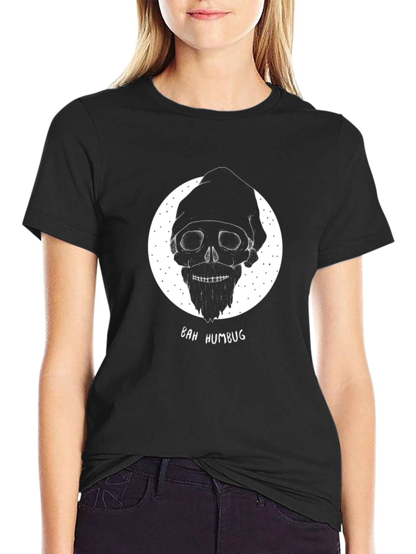 Bah Humbug Skull Graphic Tee - Mens Black T-Shirt