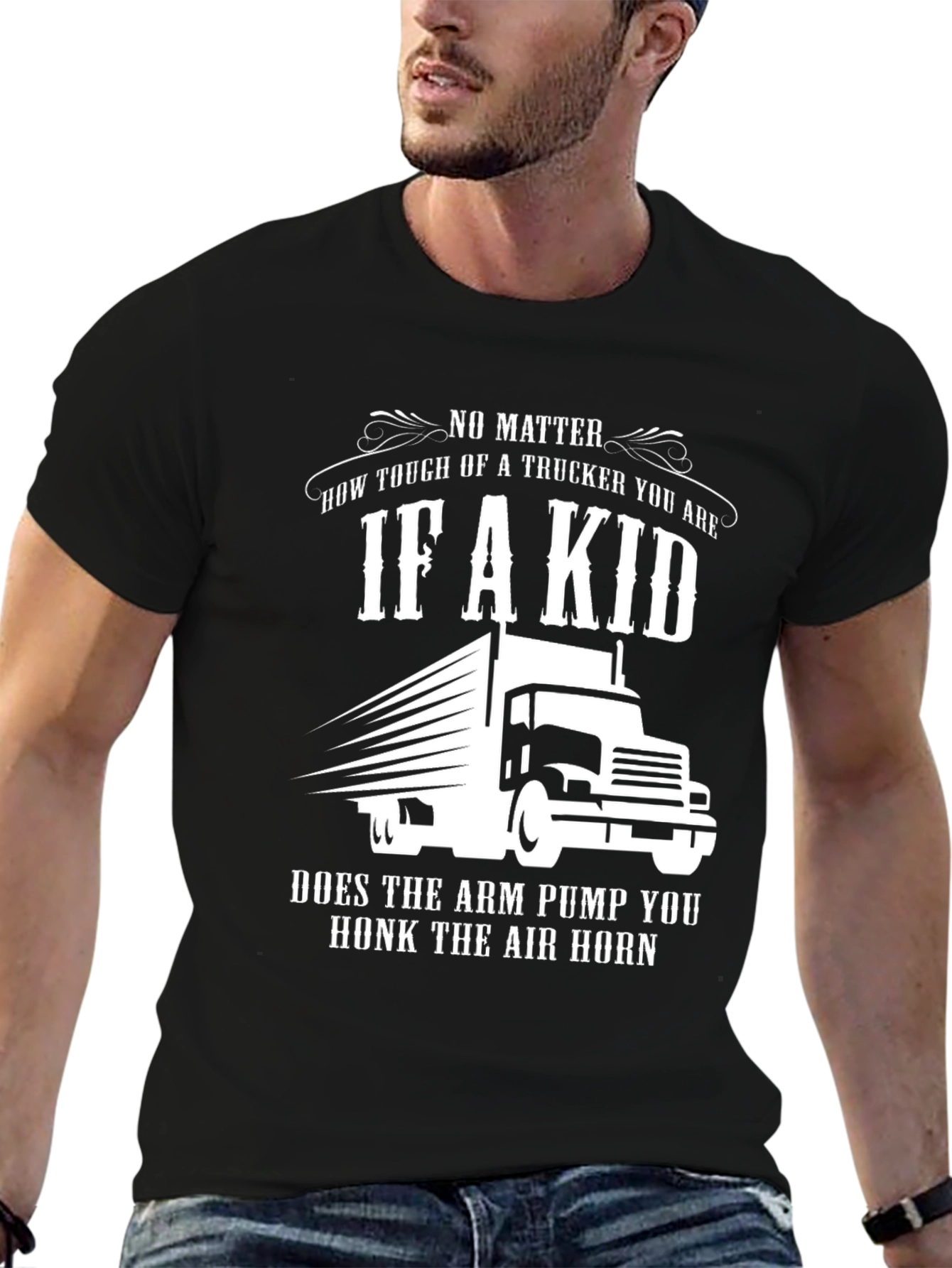 Trucker If A Kid Arm Pump Honk T-Shirt