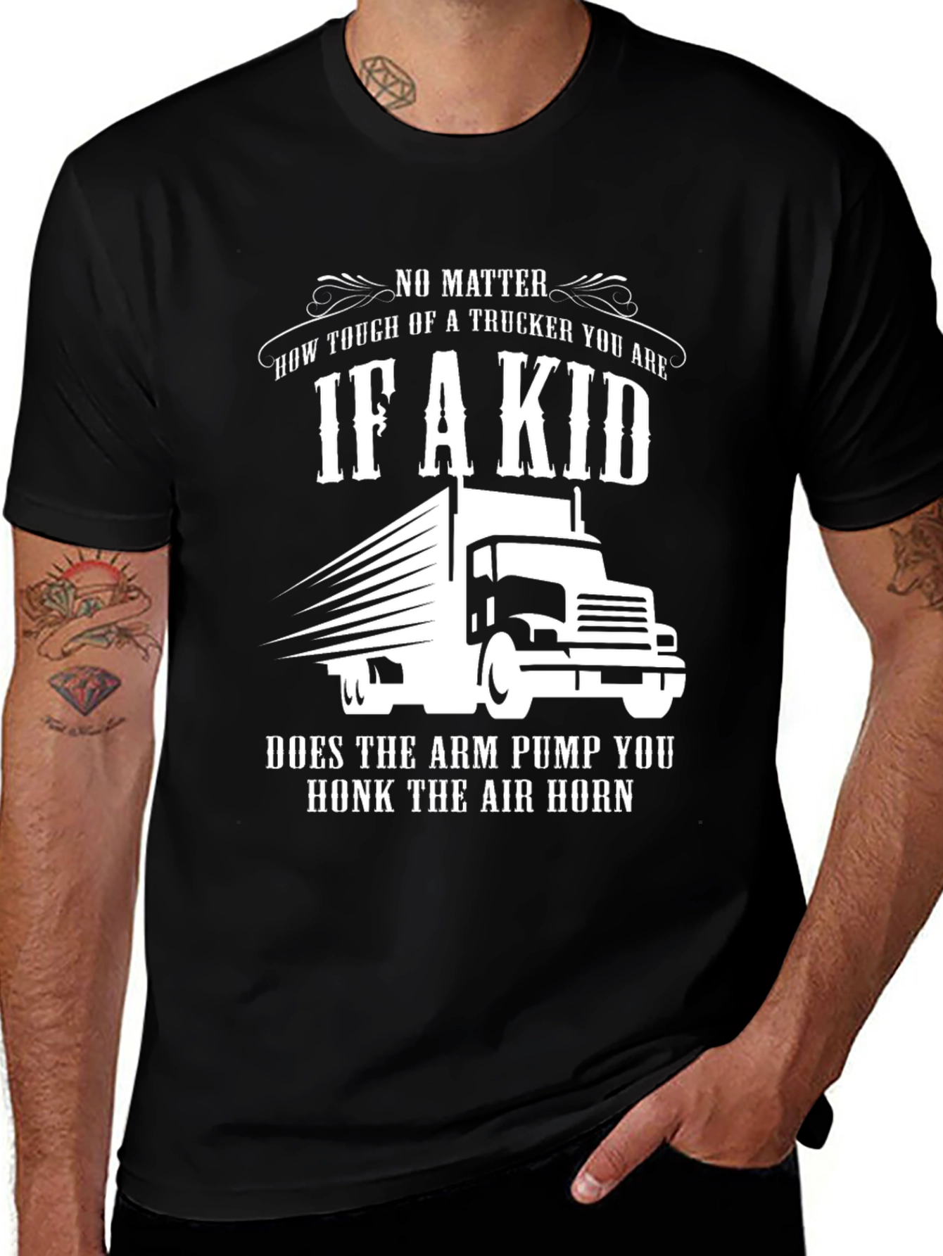 Trucker If A Kid Arm Pump Honk T-Shirt