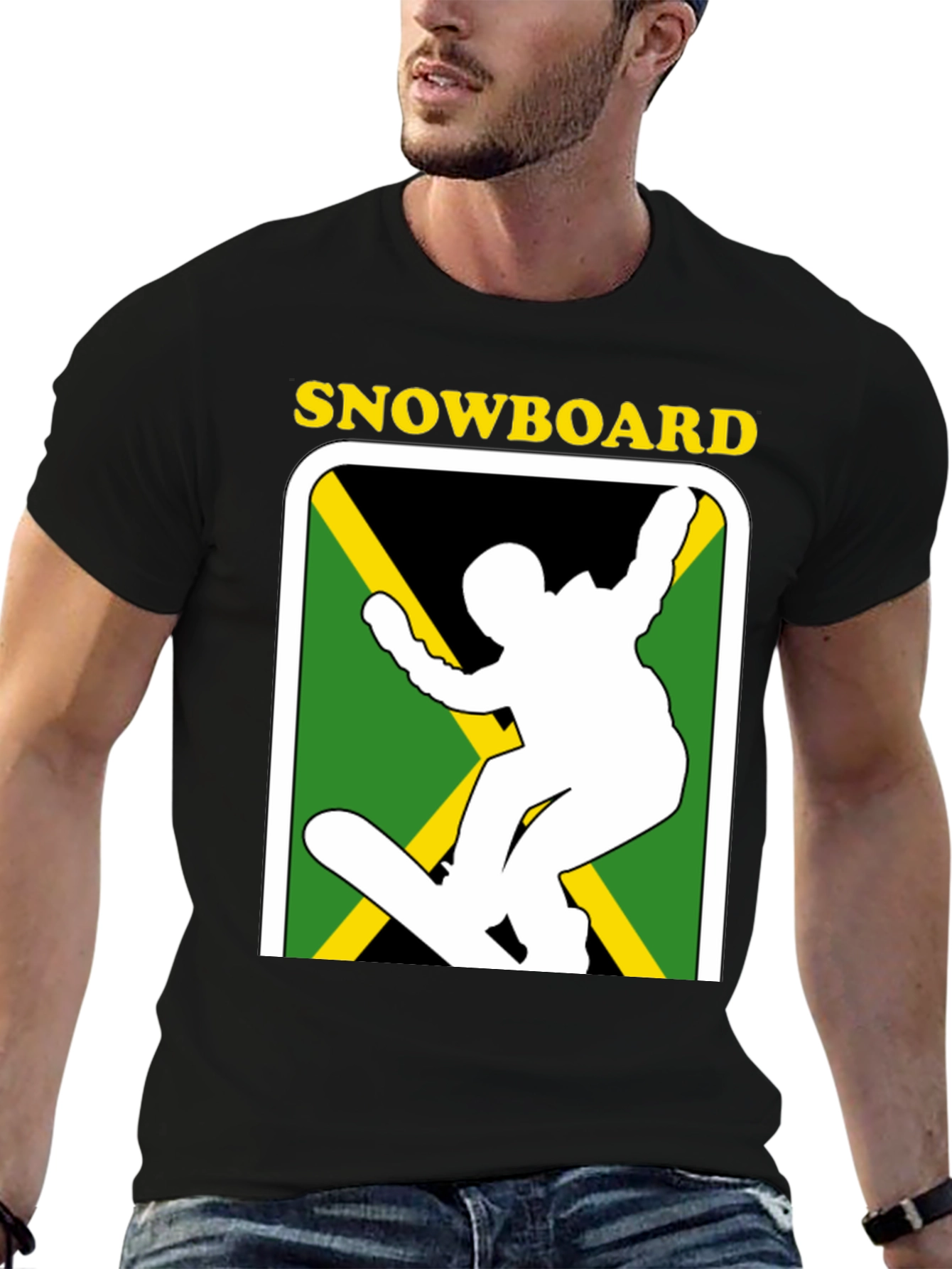 Jamaican Snowboard T-Shirt - Black