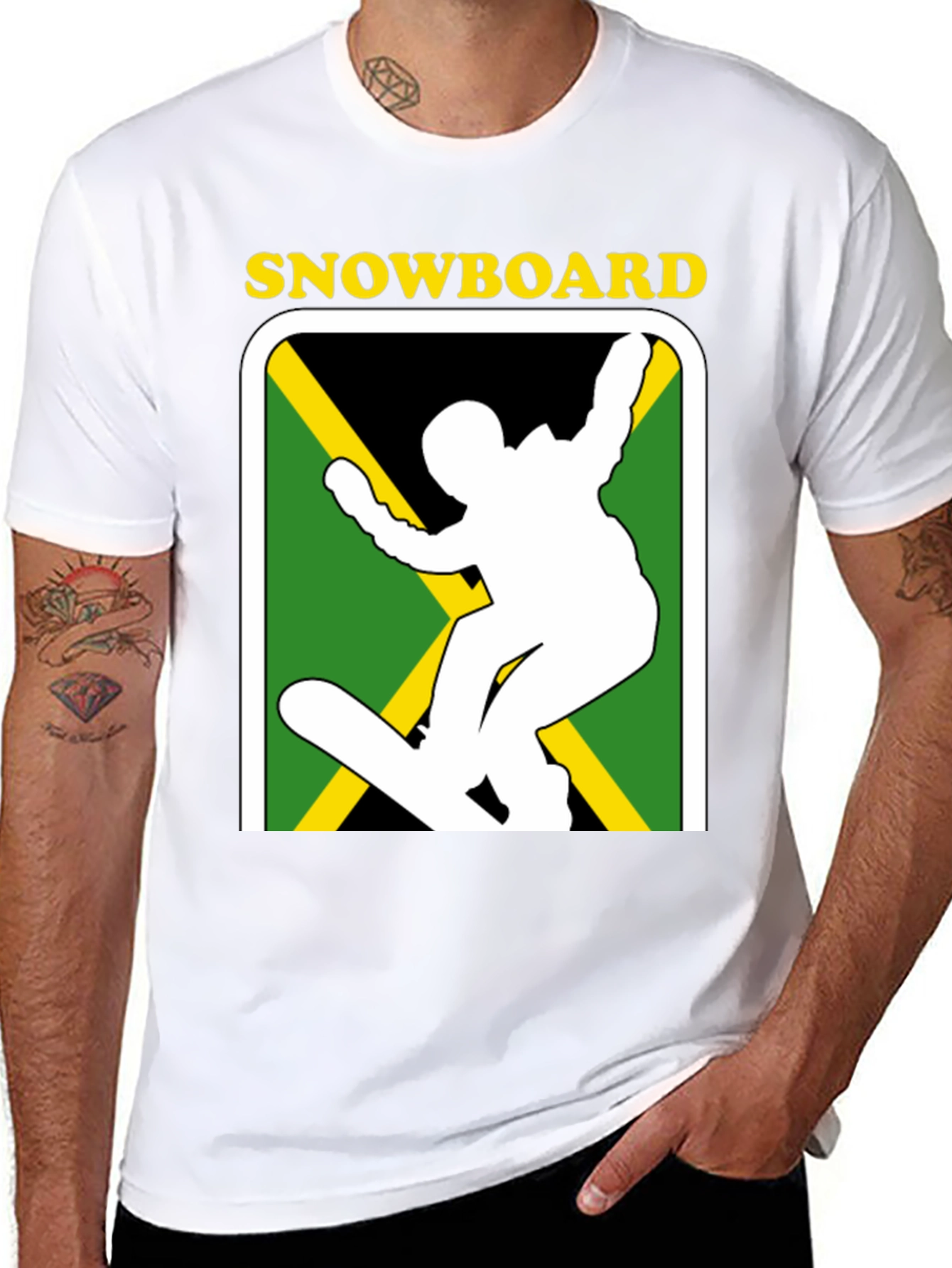 Jamaican Snowboard T-Shirt - Black