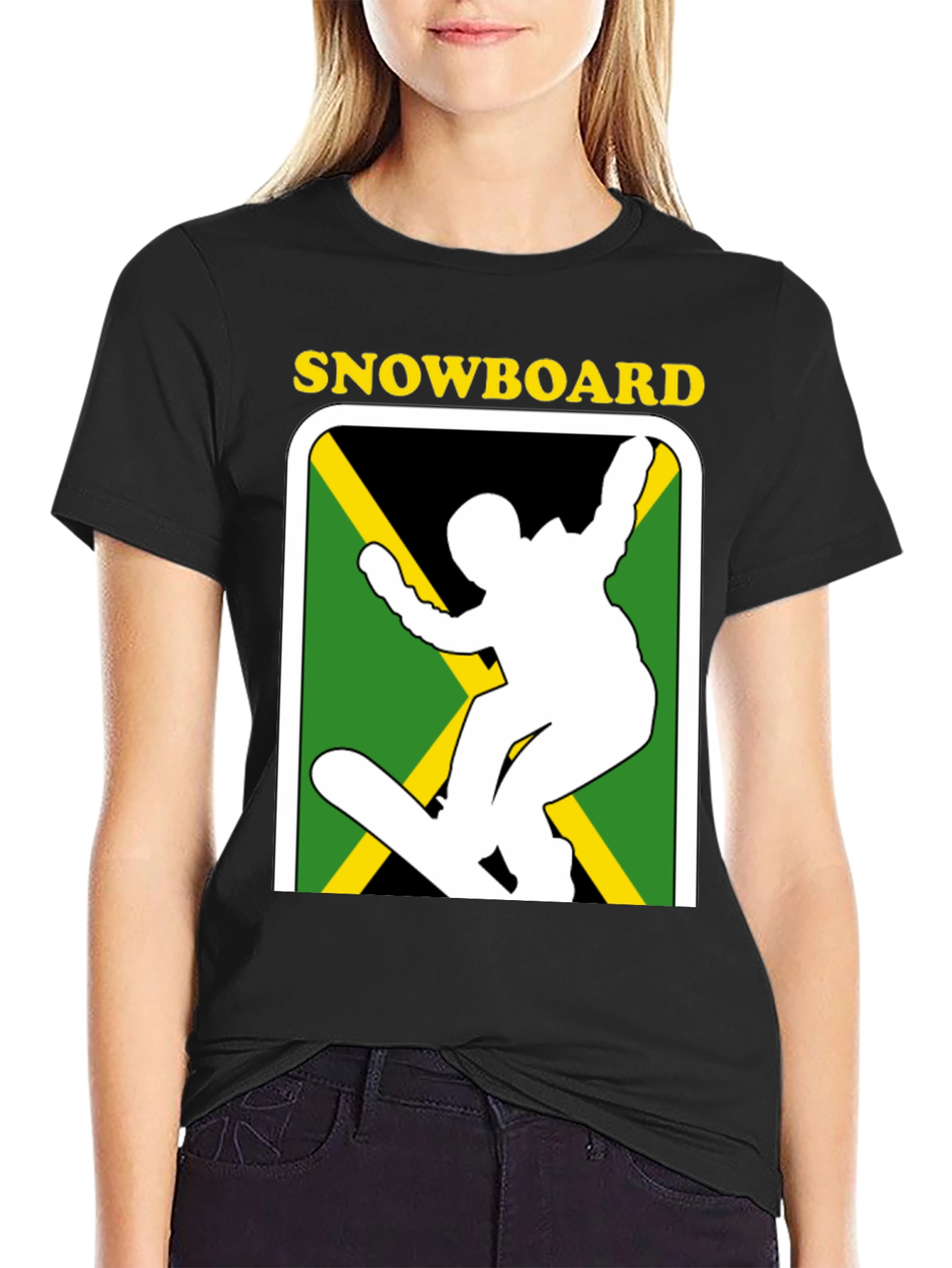 Jamaican Snowboard T-Shirt - Black