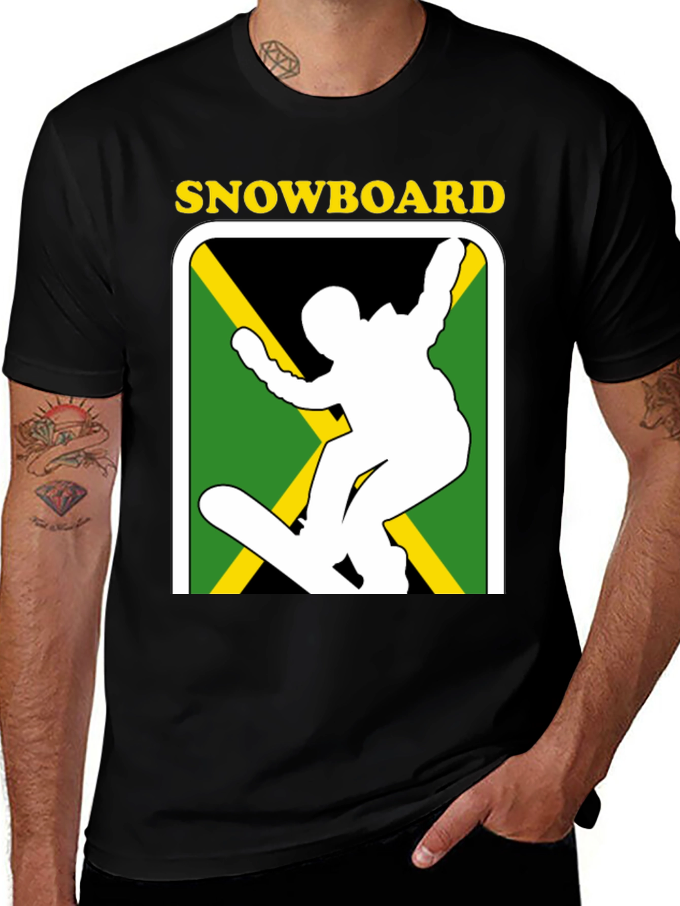 Jamaican Snowboard T-Shirt - Black