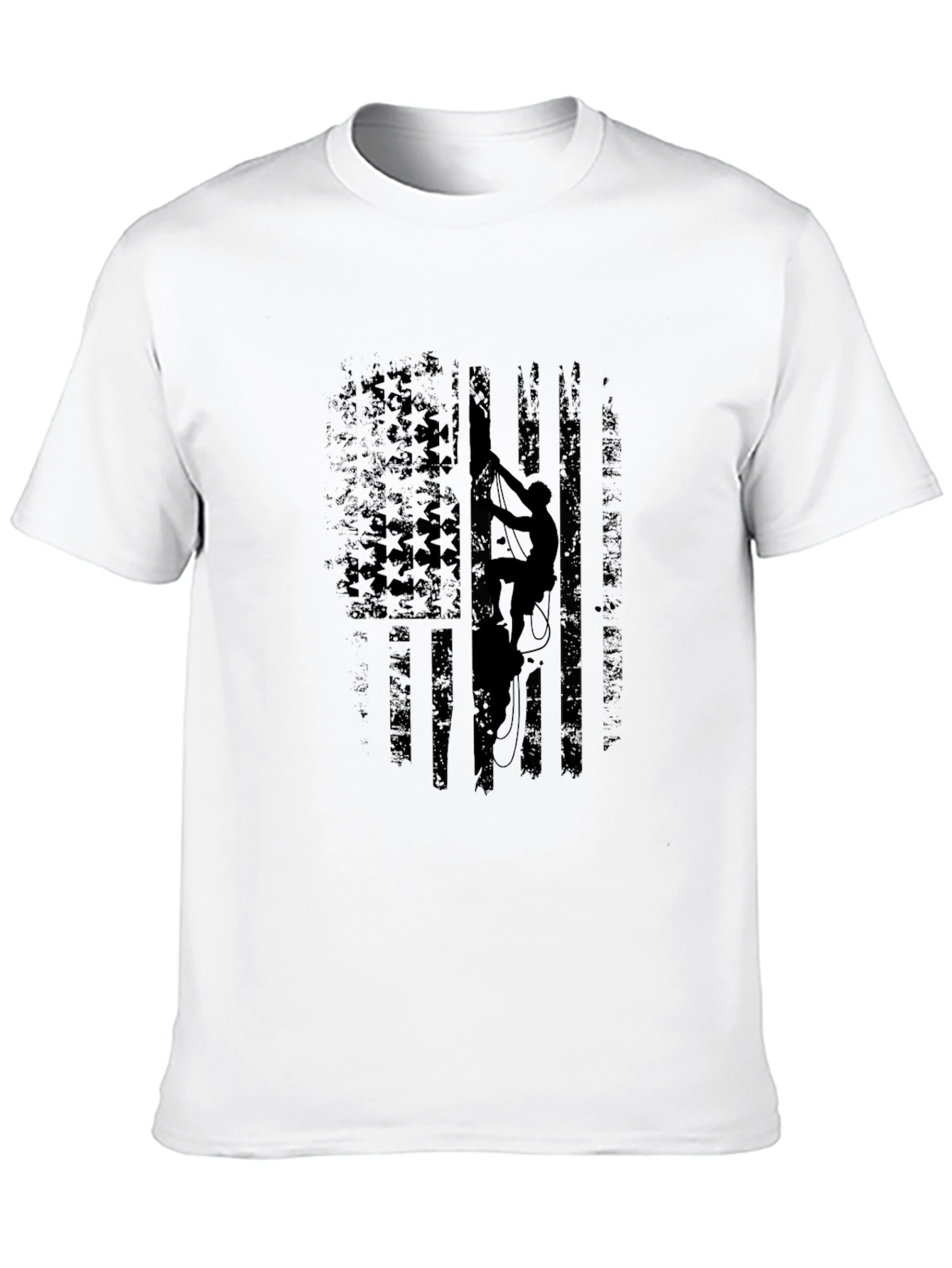 Climbing American Flag Black T-Shirt