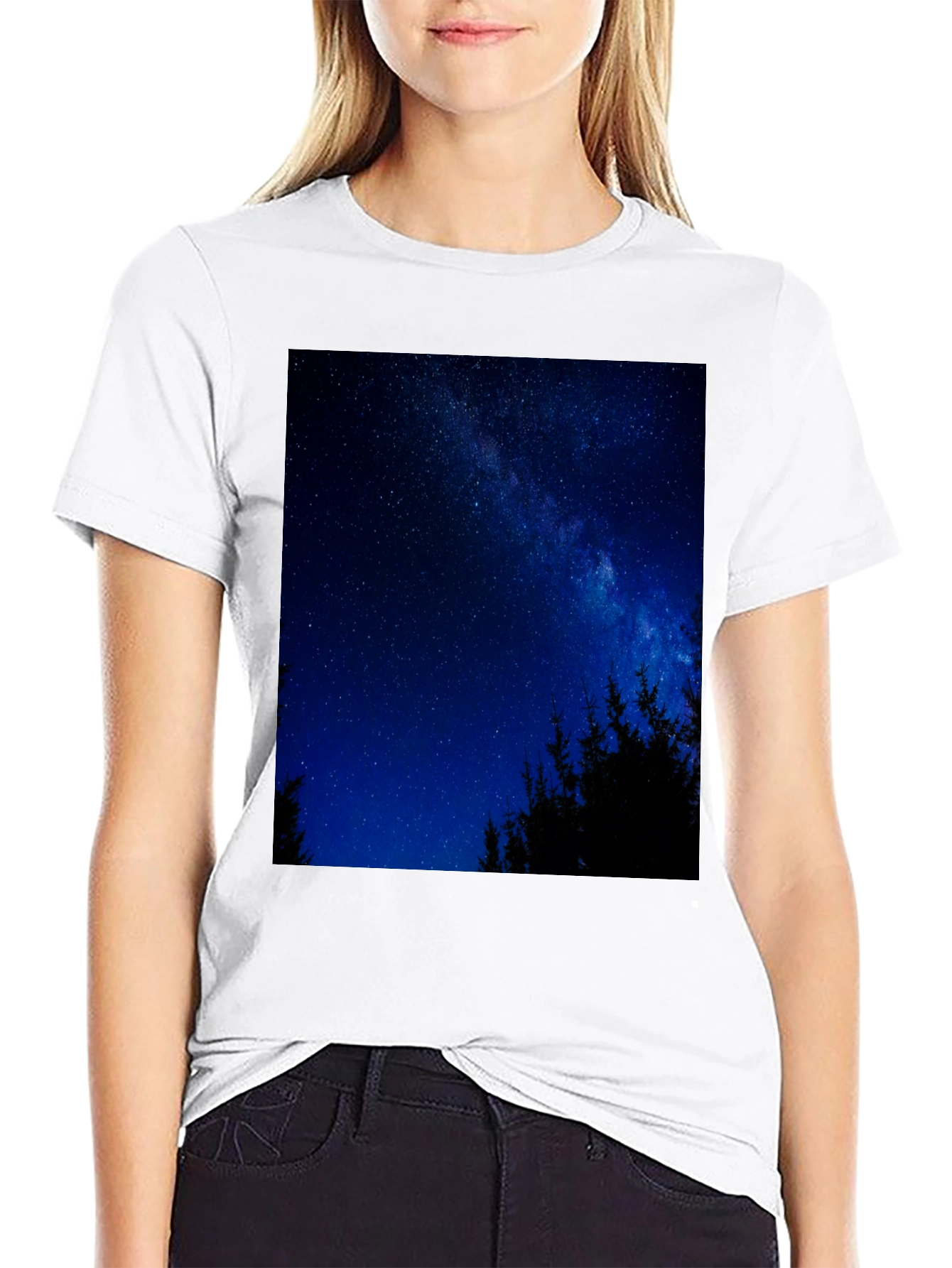 Starry Night Sky Graphic Tee - Mens Black T-Shirt