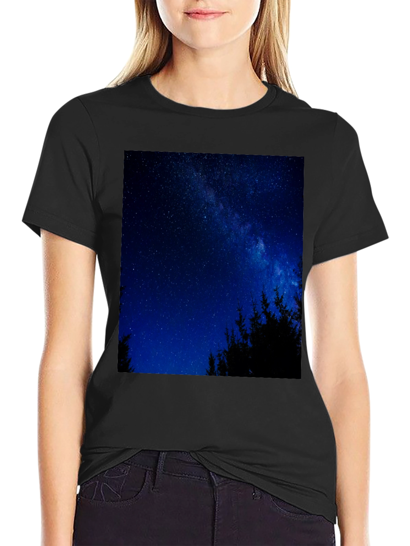 Starry Night Sky Graphic Tee - Mens Black T-Shirt