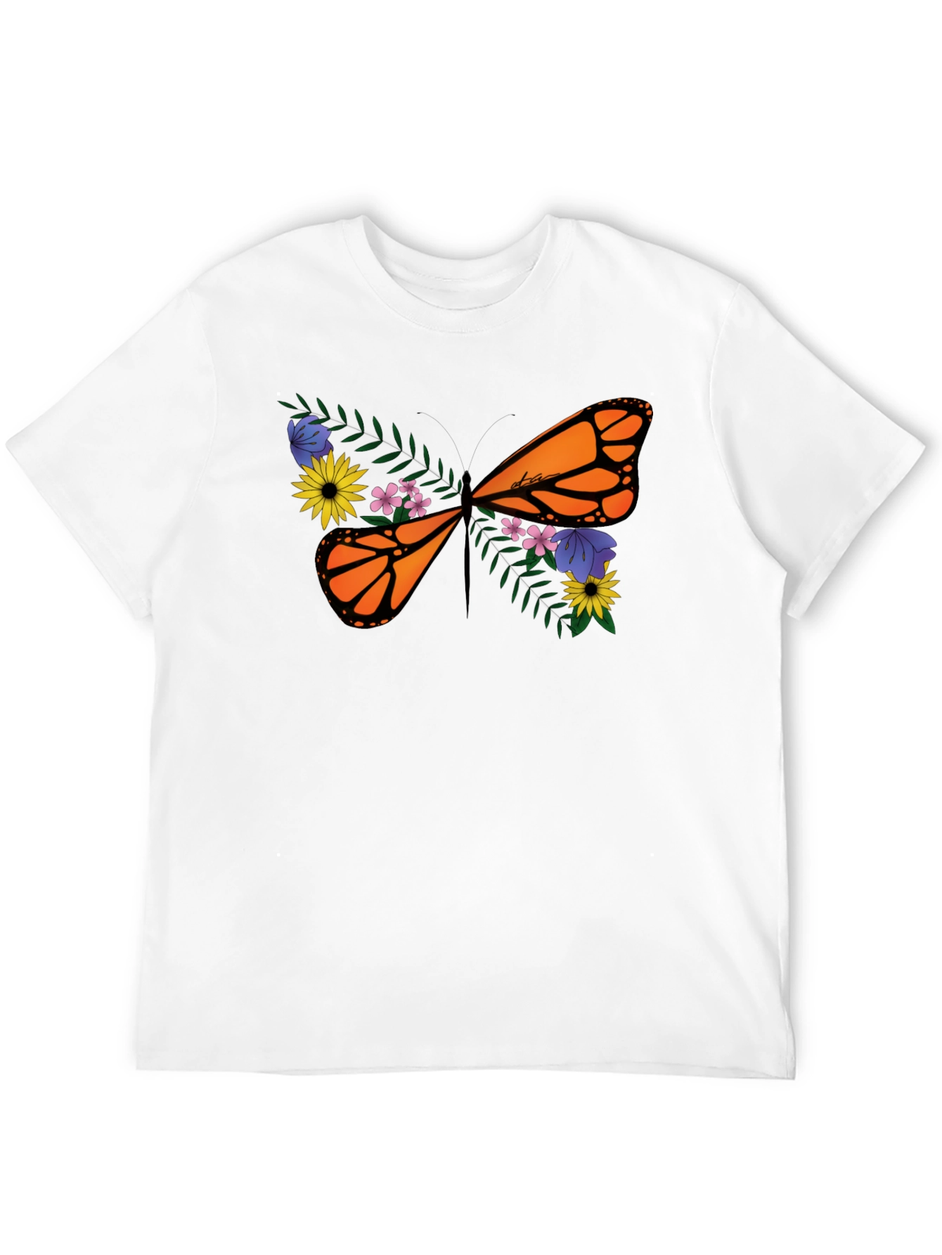 Floral Butterfly Graphic Tee - Black