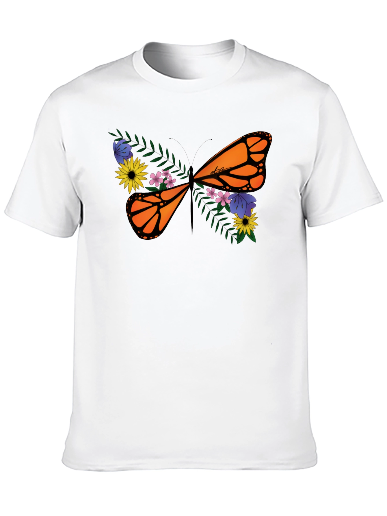 Floral Butterfly Graphic Tee - Black