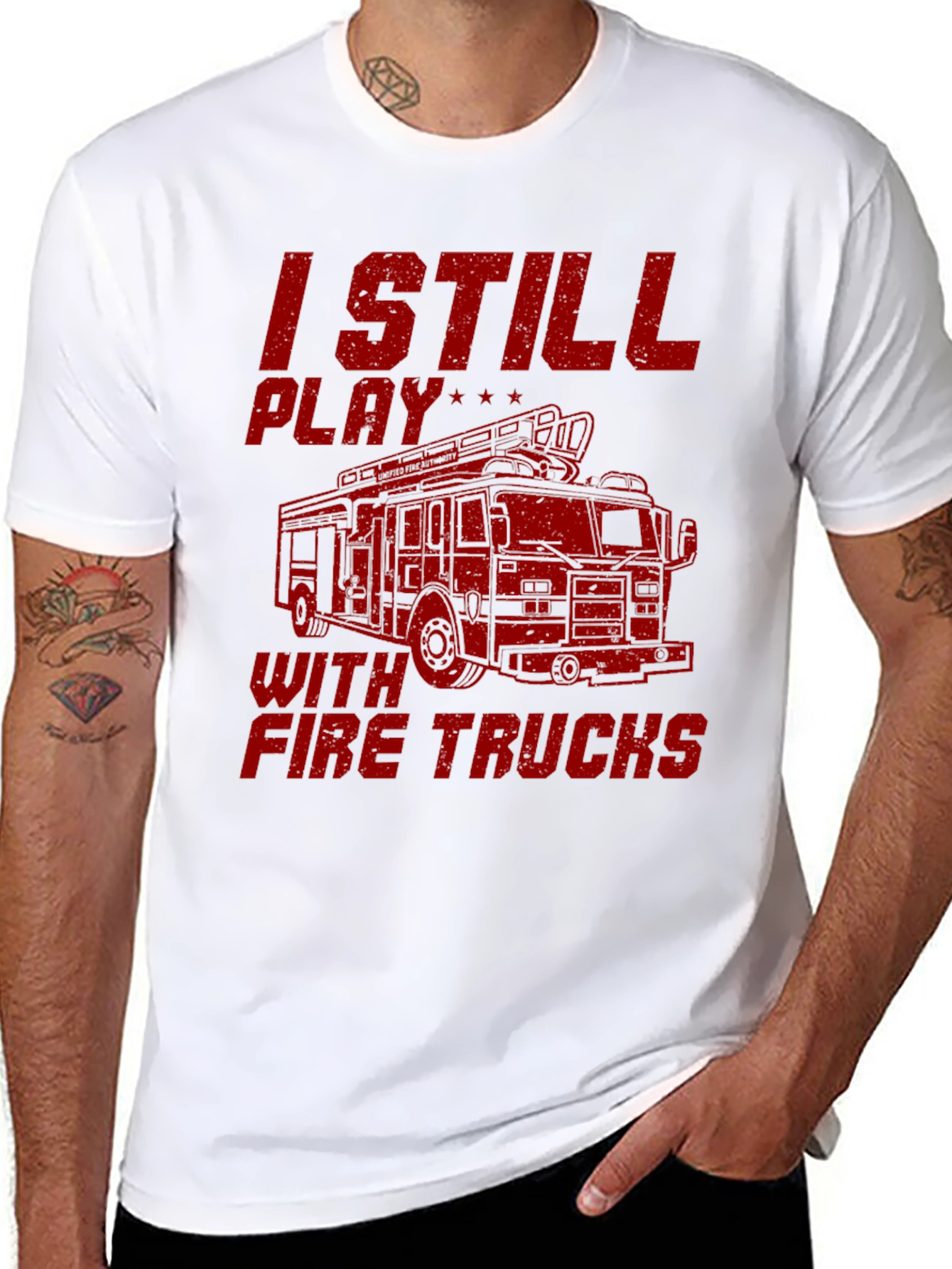 I Still Play With Fire Trucks Graphic Tee