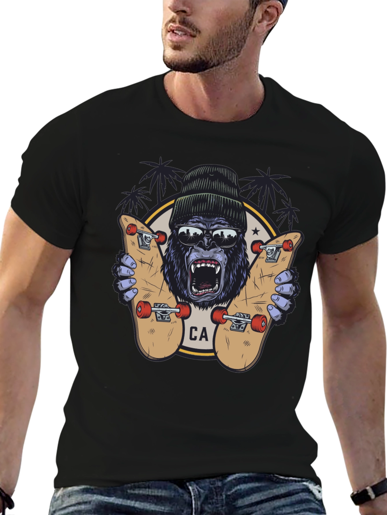 Skater Gorilla Graphic Tee - California Style