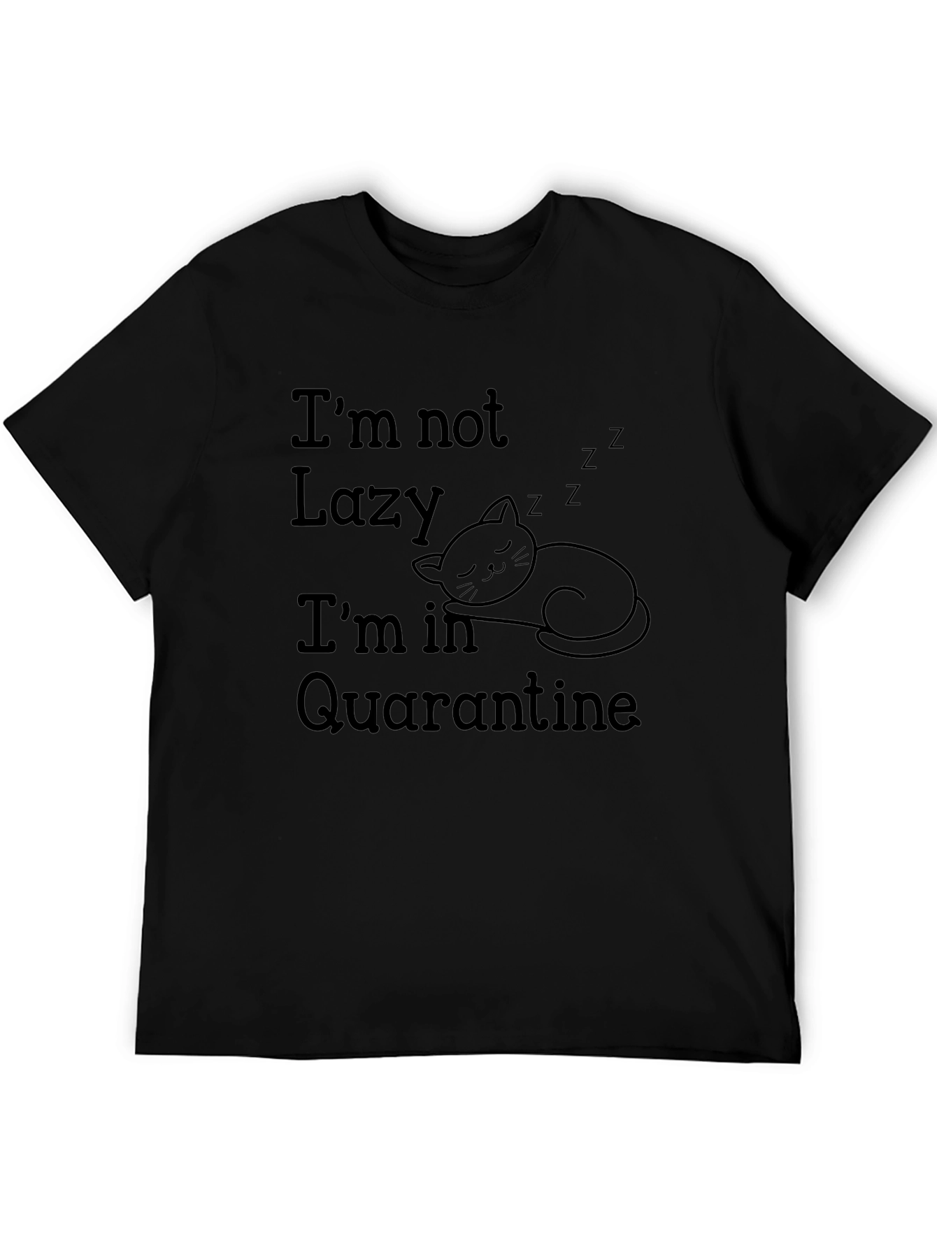 Quarantine Cat Black Graphic T-Shirt