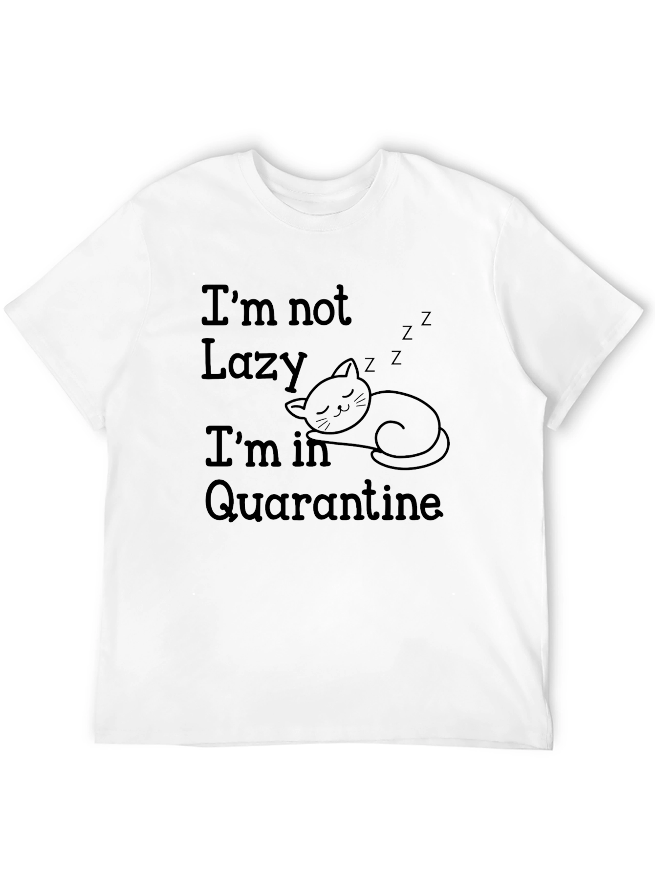 Quarantine Cat Black Graphic T-Shirt