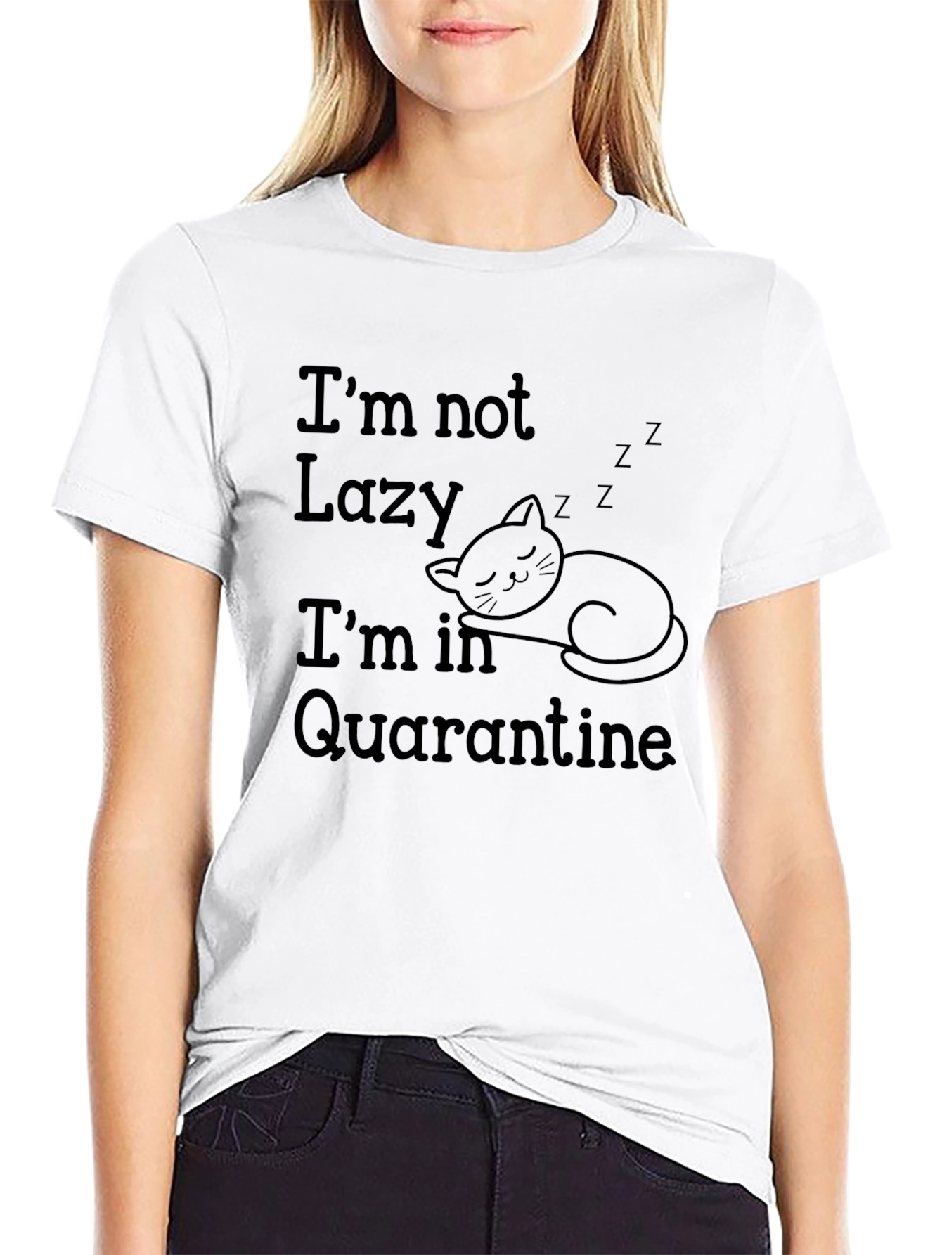 Quarantine Cat Black Graphic T-Shirt