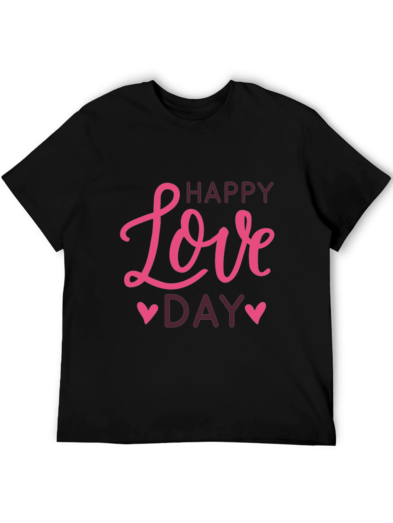Happy Love Day Graphic Tee - Black T-Shirt